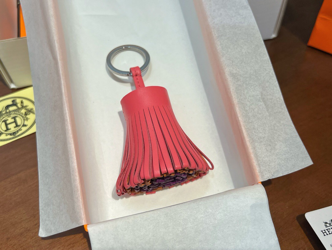 エルメス	カルメン キーホルダー HERMES Carmen uno-dos key ring キーリング レディース レザーフリンジキーリング　シルバー金具 - 画像 7