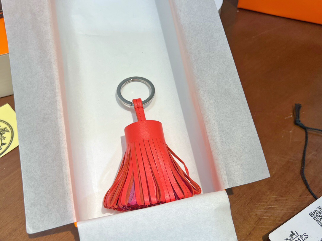 エルメス	カルメン キーホルダー HERMES Carmen uno-dos key ring キーリング レディース レザーフリンジキーリング　シルバー金具 - 画像 6