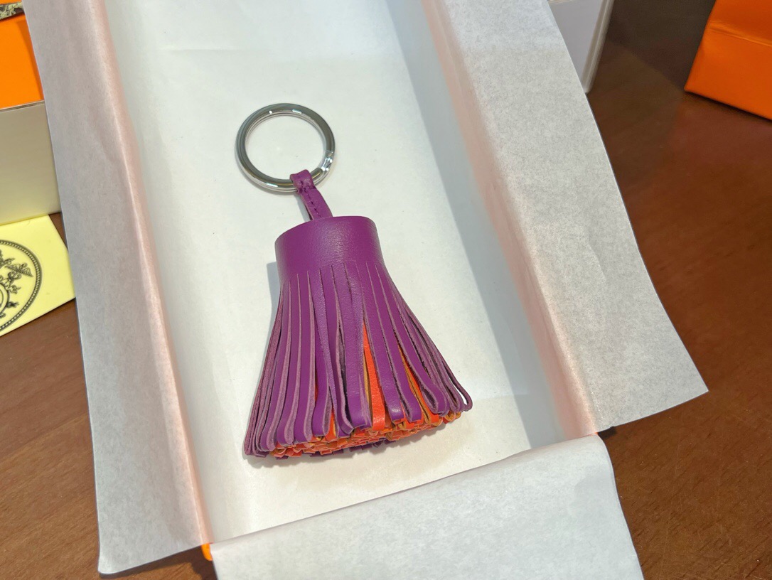 エルメス	カルメン キーホルダー HERMES Carmen uno-dos key ring キーリング レディース レザーフリンジキーリング　シルバー金具 - 画像 11