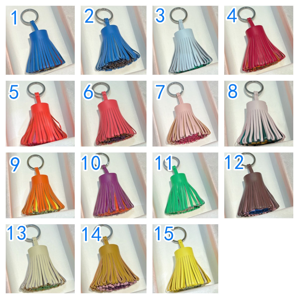 エルメス	カルメン キーホルダー HERMES Carmen uno-dos key ring キーリング レディース レザーフリンジキーリング　シルバー金具