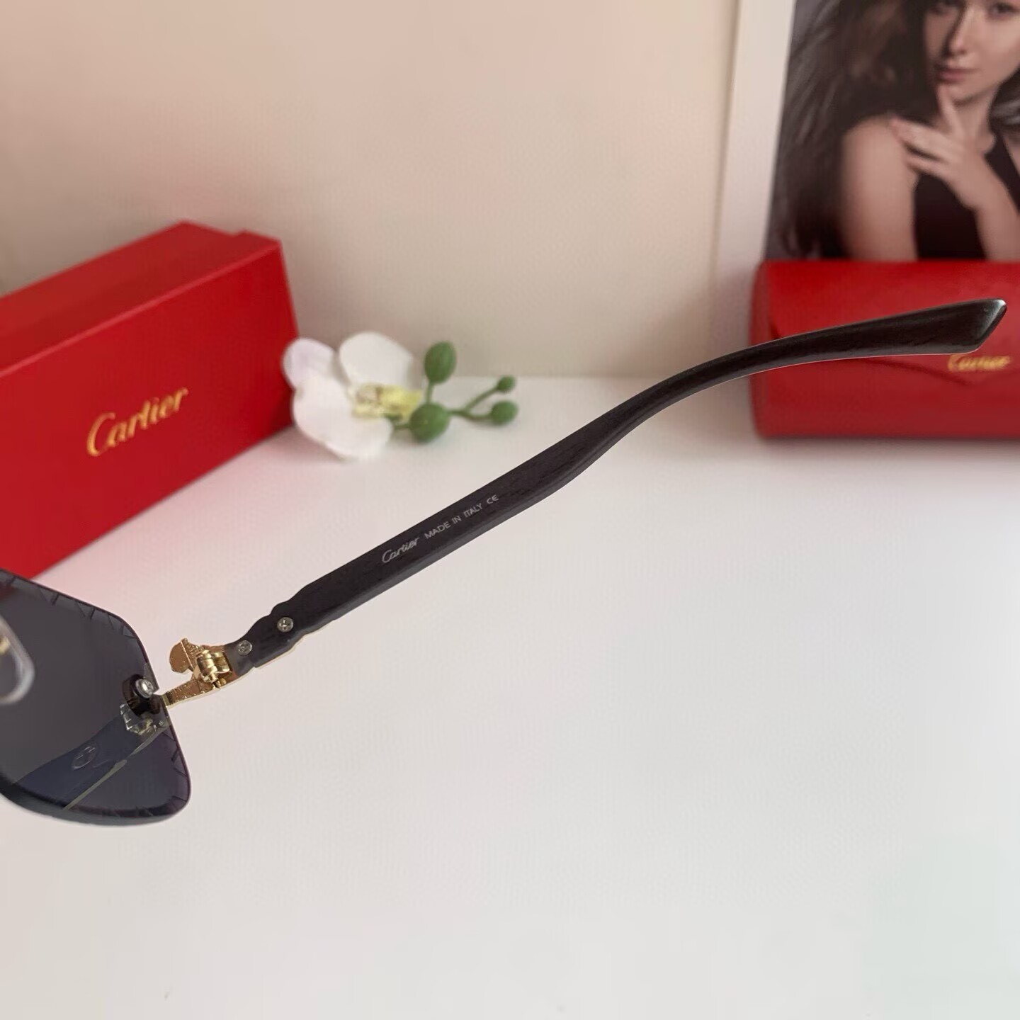CARTIER カルティエ サングラス メタルフレーム ブラック 限定モデル 高級感 メンズ シニア ブラック 31447 - 画像 8