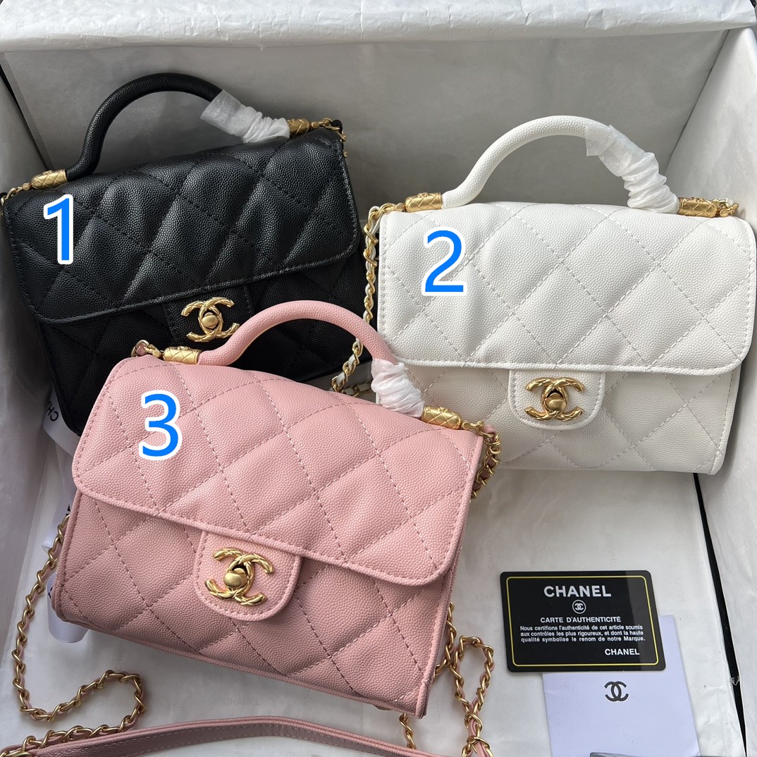 入手困難　CHANEL　バッグ　シャネル　ミニフラップバッグ　ハンドル　2WAYショルダーバッグ　トップハンドル　レディースバッグ　3色