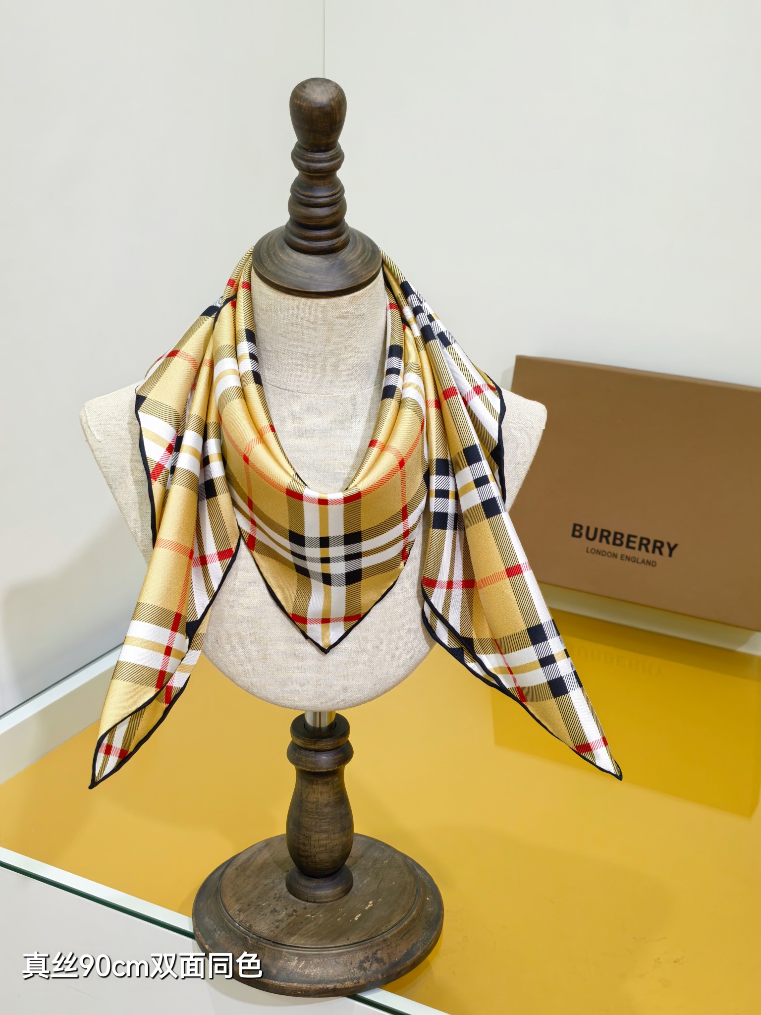 BURBERRY バーバリー スカーフ 真丝90cm双面同色 多色展開 - 画像 3