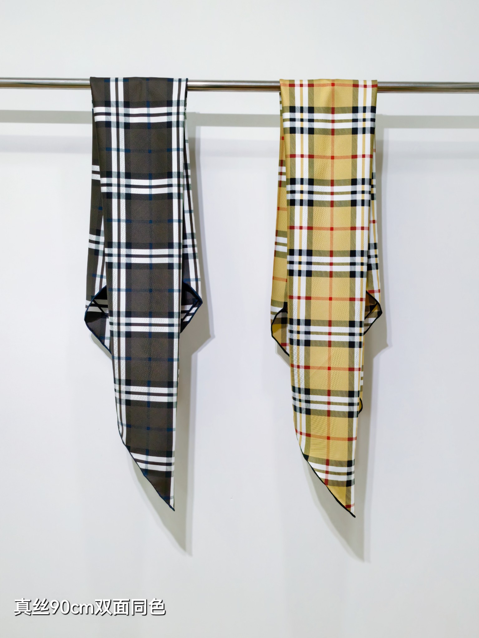 BURBERRY バーバリー スカーフ 真丝90cm双面同色 多色展開 - 画像 7