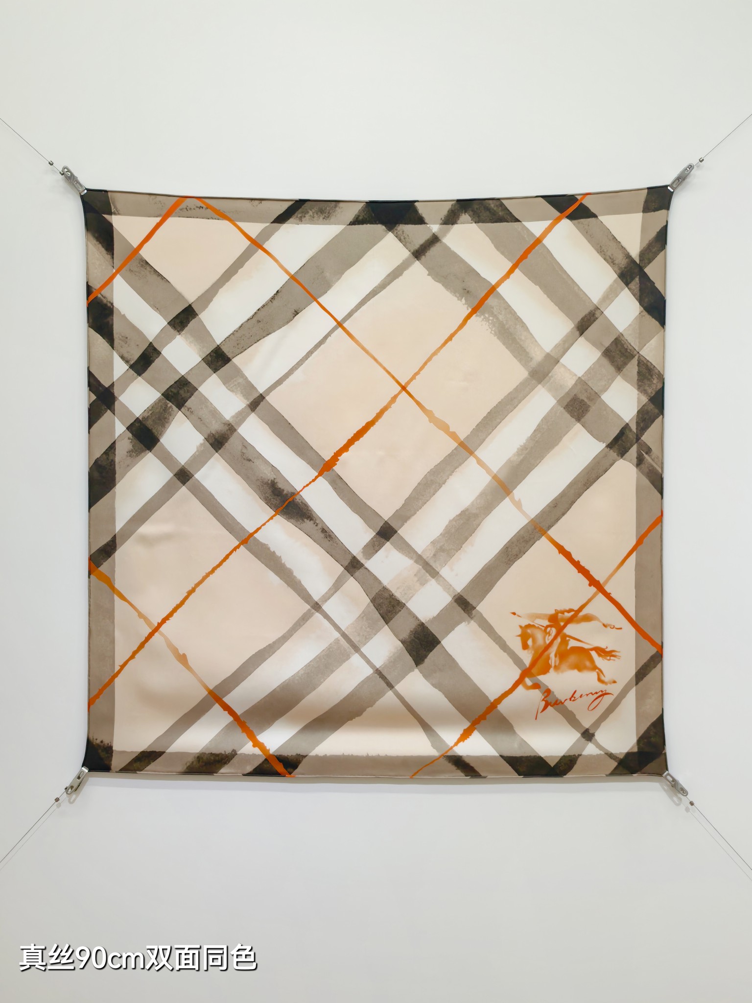 BURBERRY バーバリー スカーフ 真丝90cm双面同色 多色展開 - 画像 8