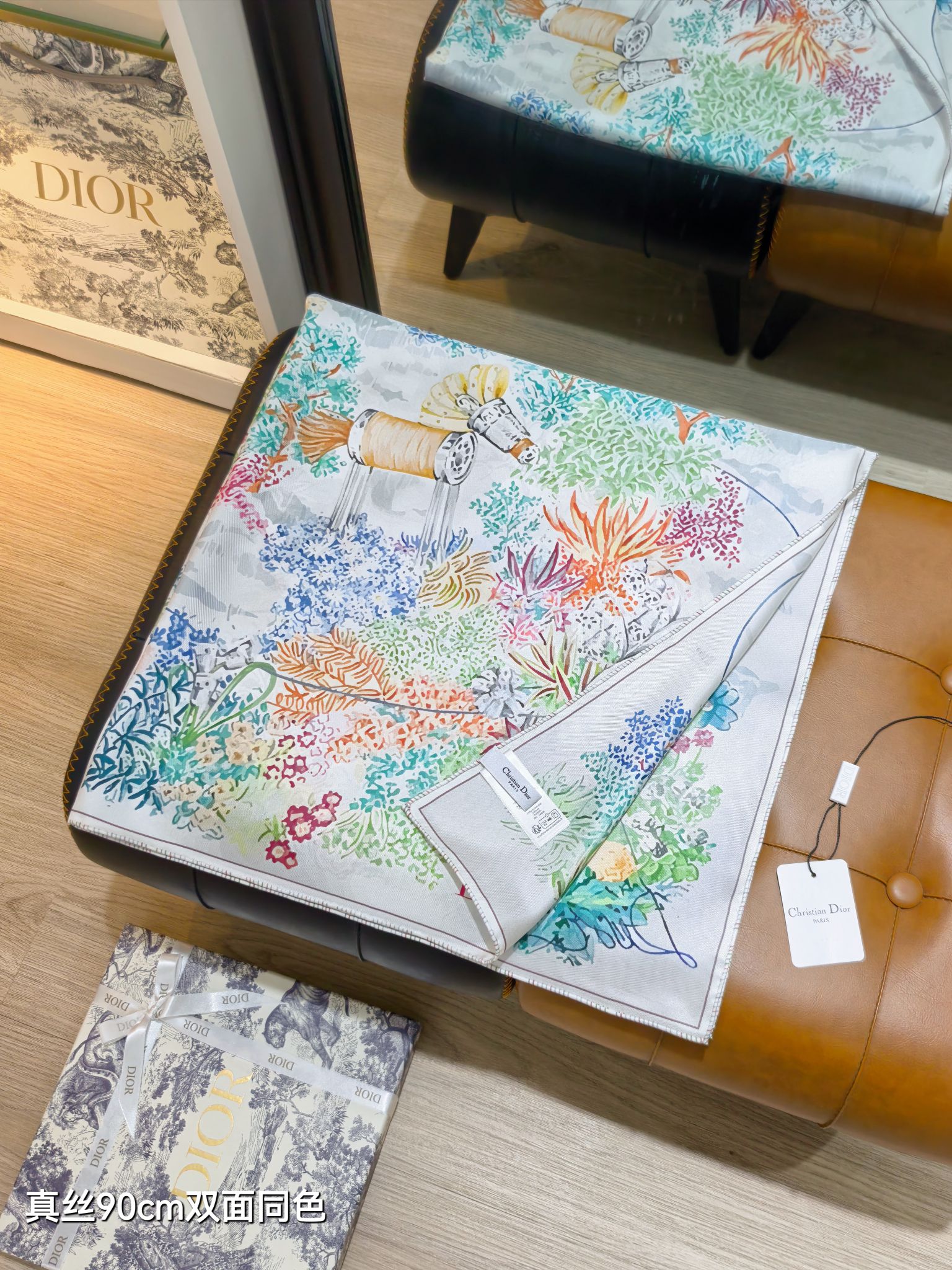 DIOR ディオール スカーフ 真絲90cm双面同色 多色展開 - 画像 3