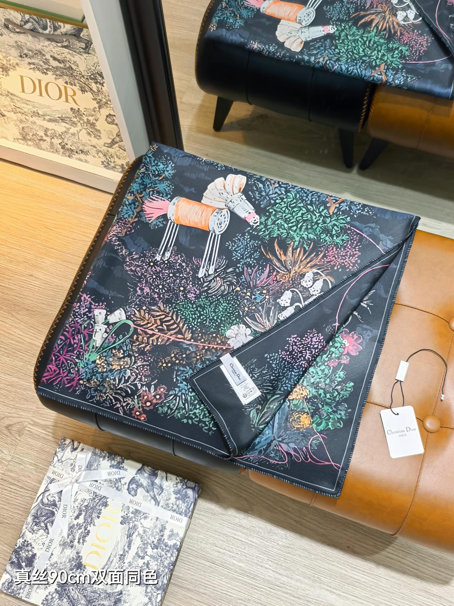 DIOR ディオール スカーフ 真絲90cm双面同色 多色展開 - 画像 5