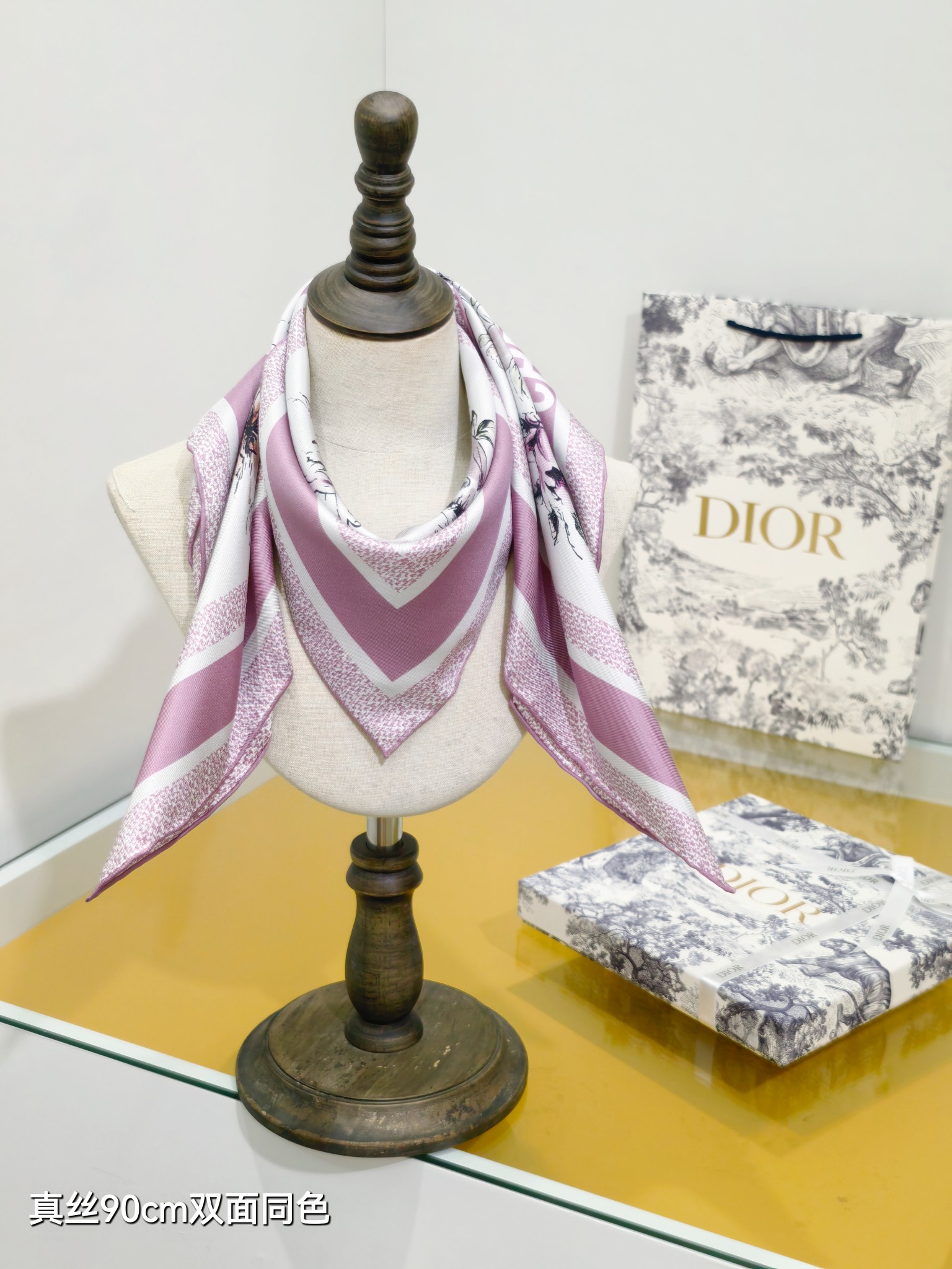 DIOR ディオール スカーフ シルク 90cm 両面同色 全4色