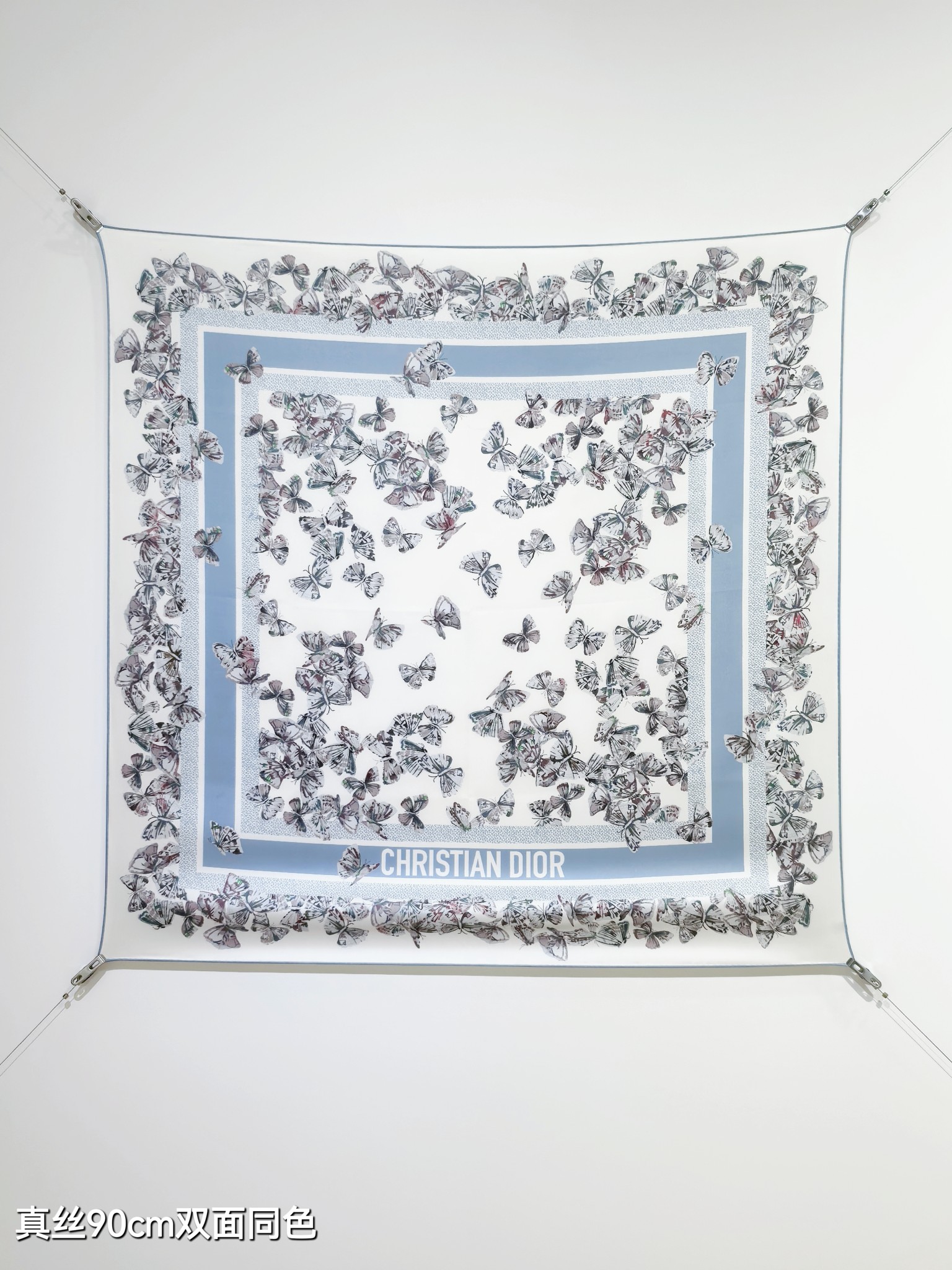 CHRISTIAN DIOR クリスチャンディオール 正方形スカーフ 真絲 90cm 双面同色 多色展開 - 画像 4