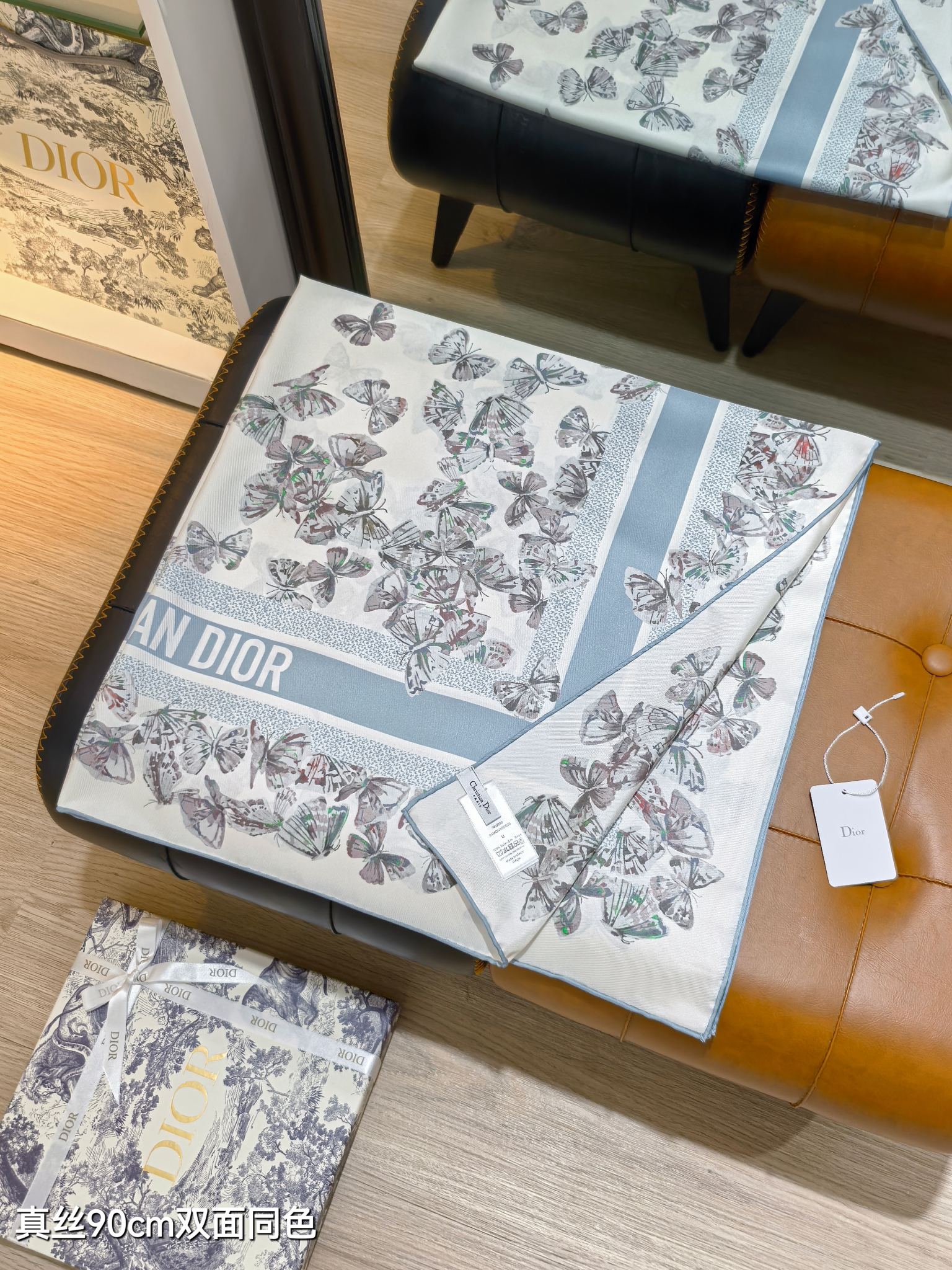 CHRISTIAN DIOR クリスチャンディオール 正方形スカーフ 真絲 90cm 双面同色 多色展開 - 画像 5