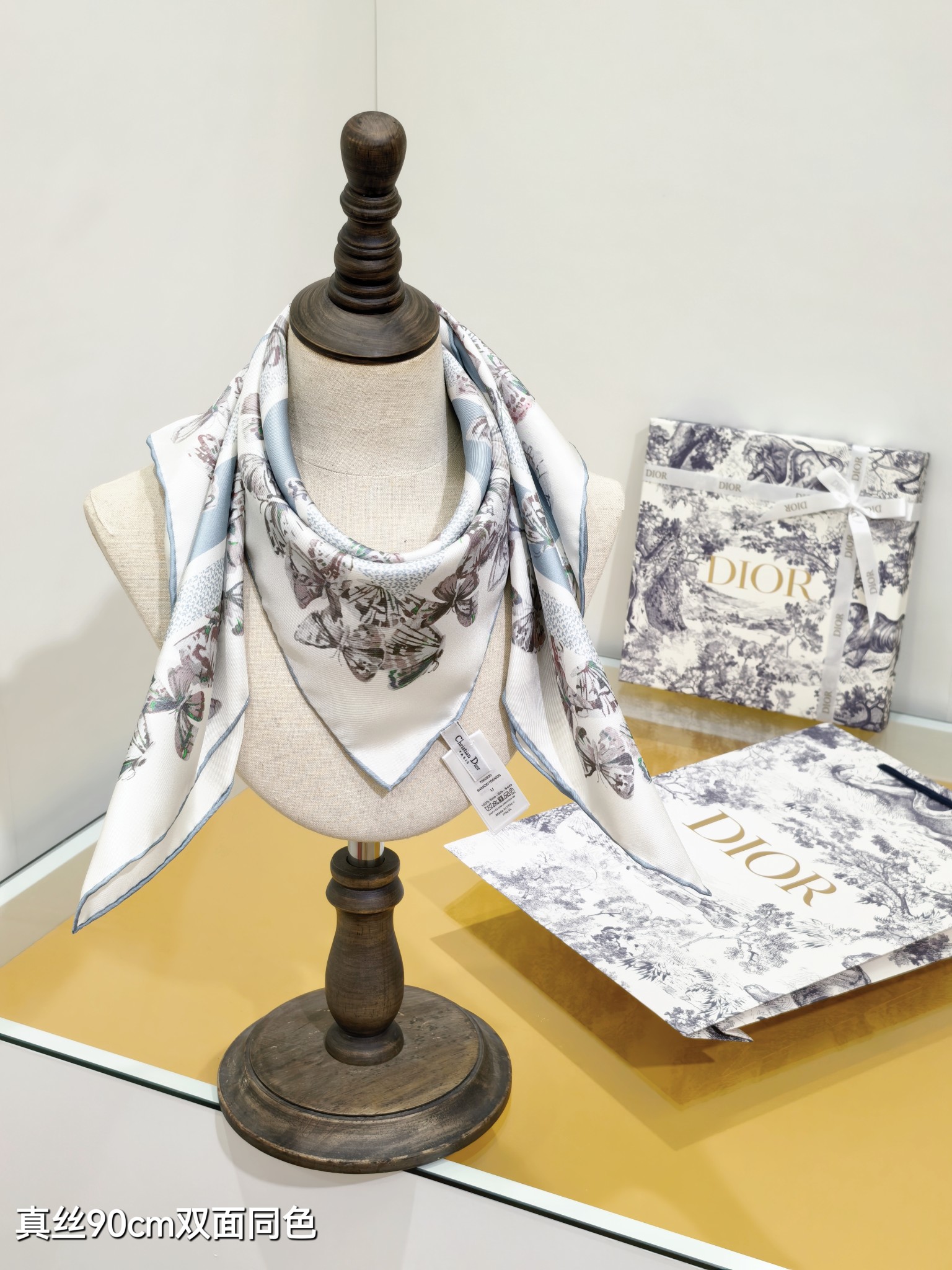 CHRISTIAN DIOR クリスチャンディオール 正方形スカーフ 真絲 90cm 双面同色 多色展開 - 画像 6