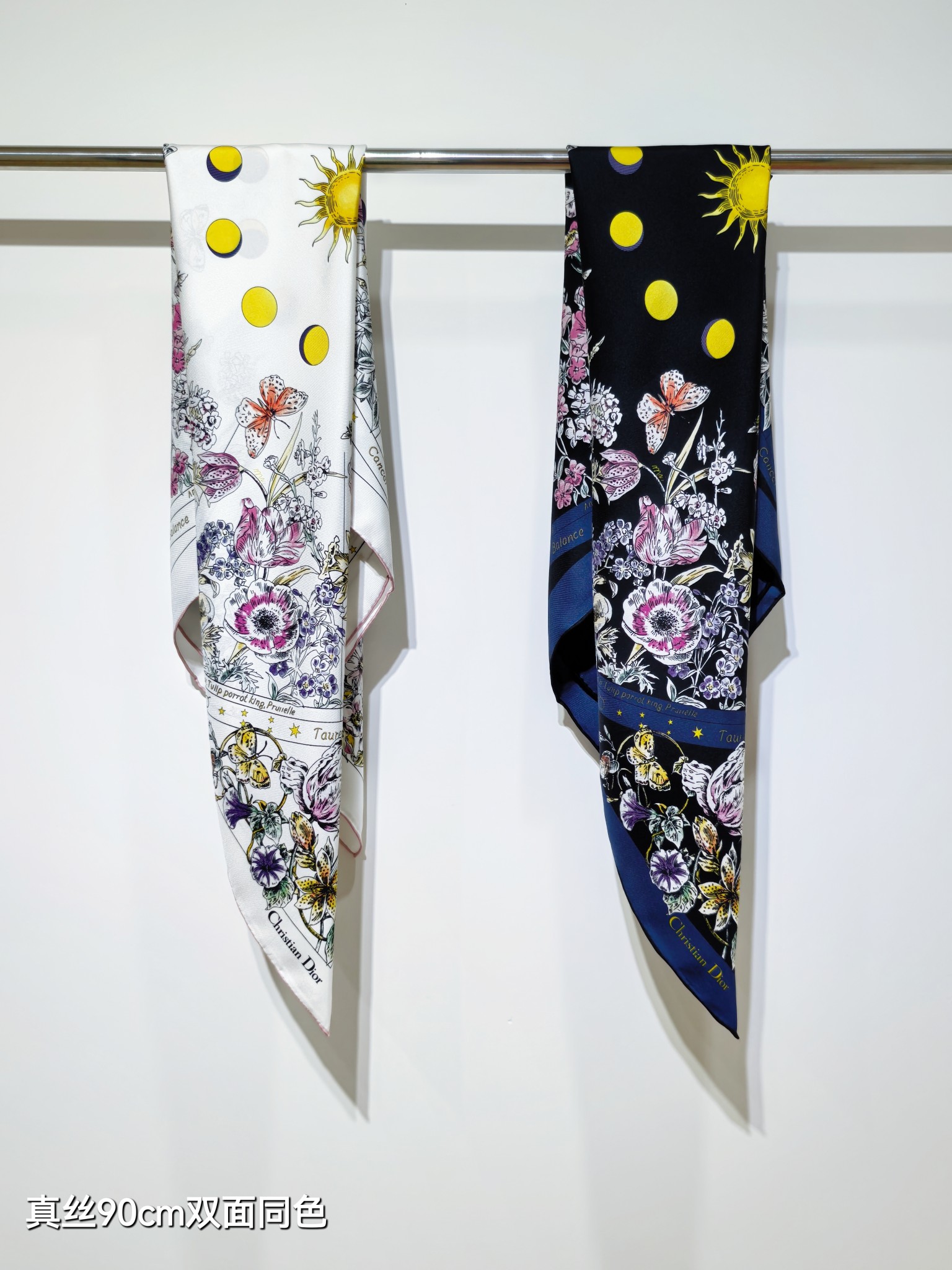 DIOR ディオール スカーフ 花柄デザイン真絲90cm双面同色 多色展開