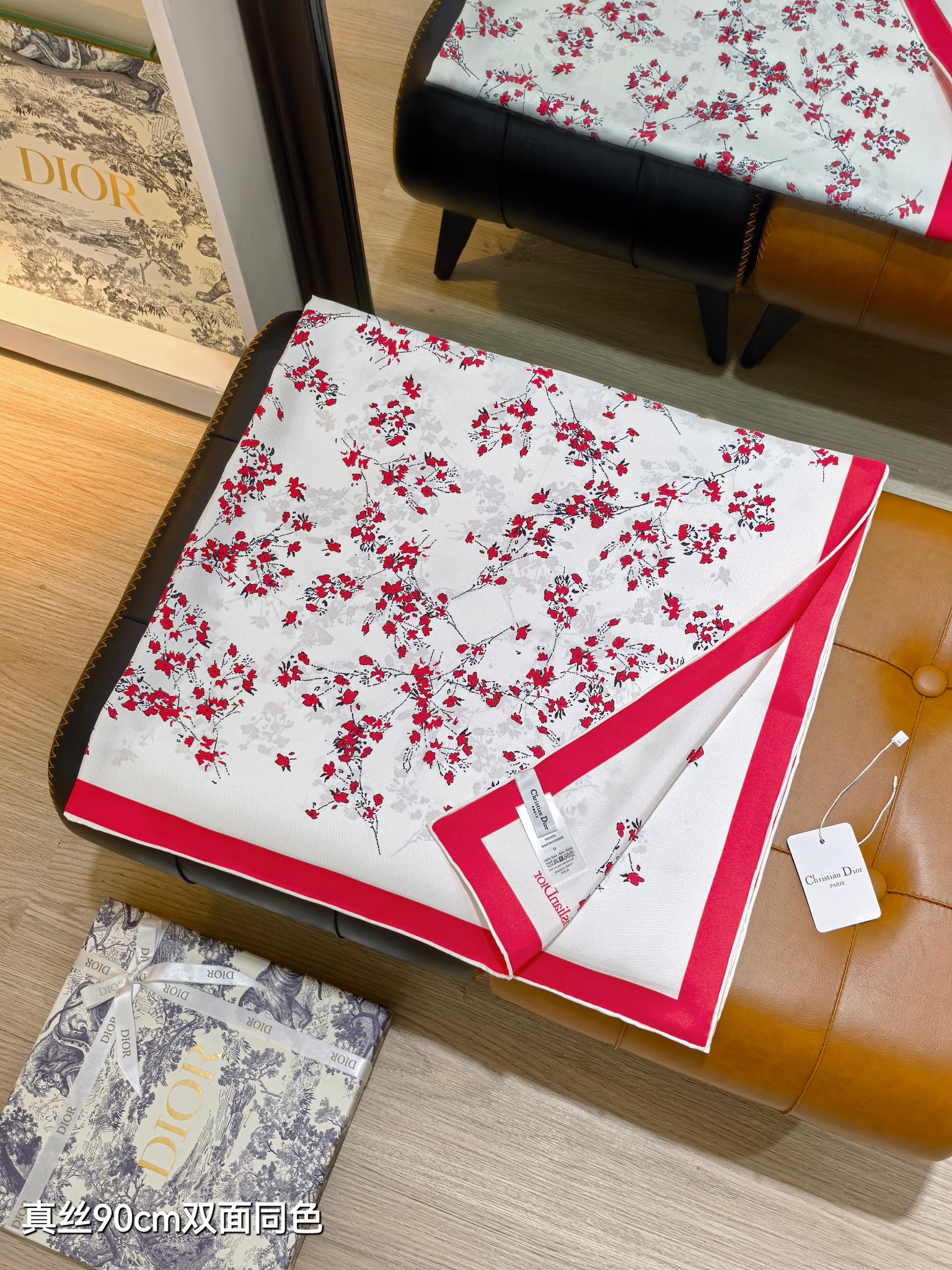 Dior ディオール 真絲 90cm ストール 双面同色 多色展開 - 画像 5
