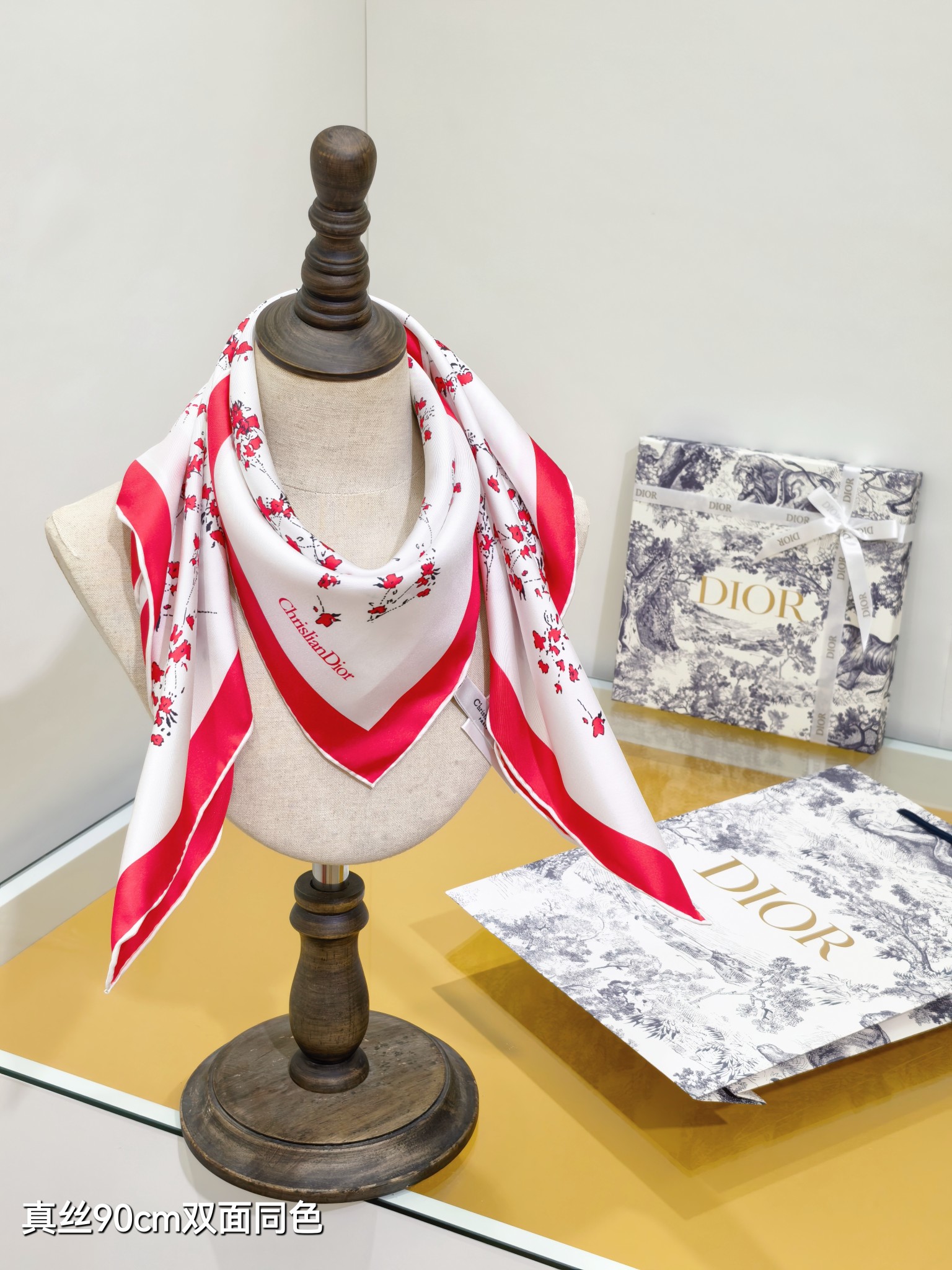 Dior ディオール 真絲 90cm ストール 双面同色 多色展開 - 画像 6