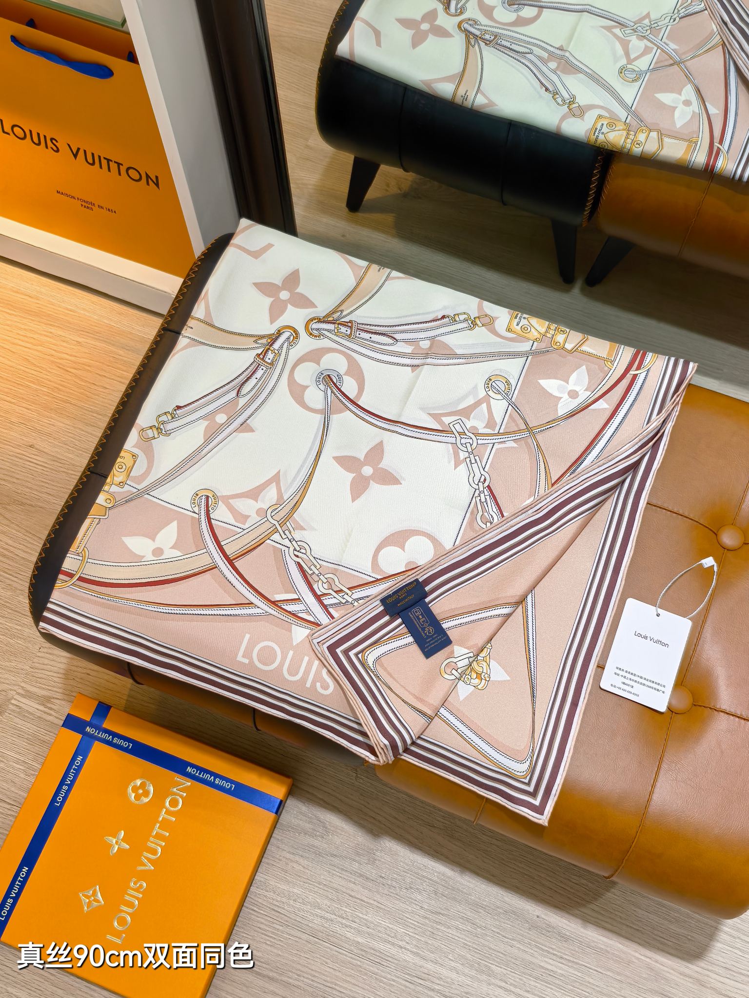 LOUIS VUITTON ルイ・ヴィトン スカーフ 真絲 90cm 双面同色 多色展開 - 画像 5