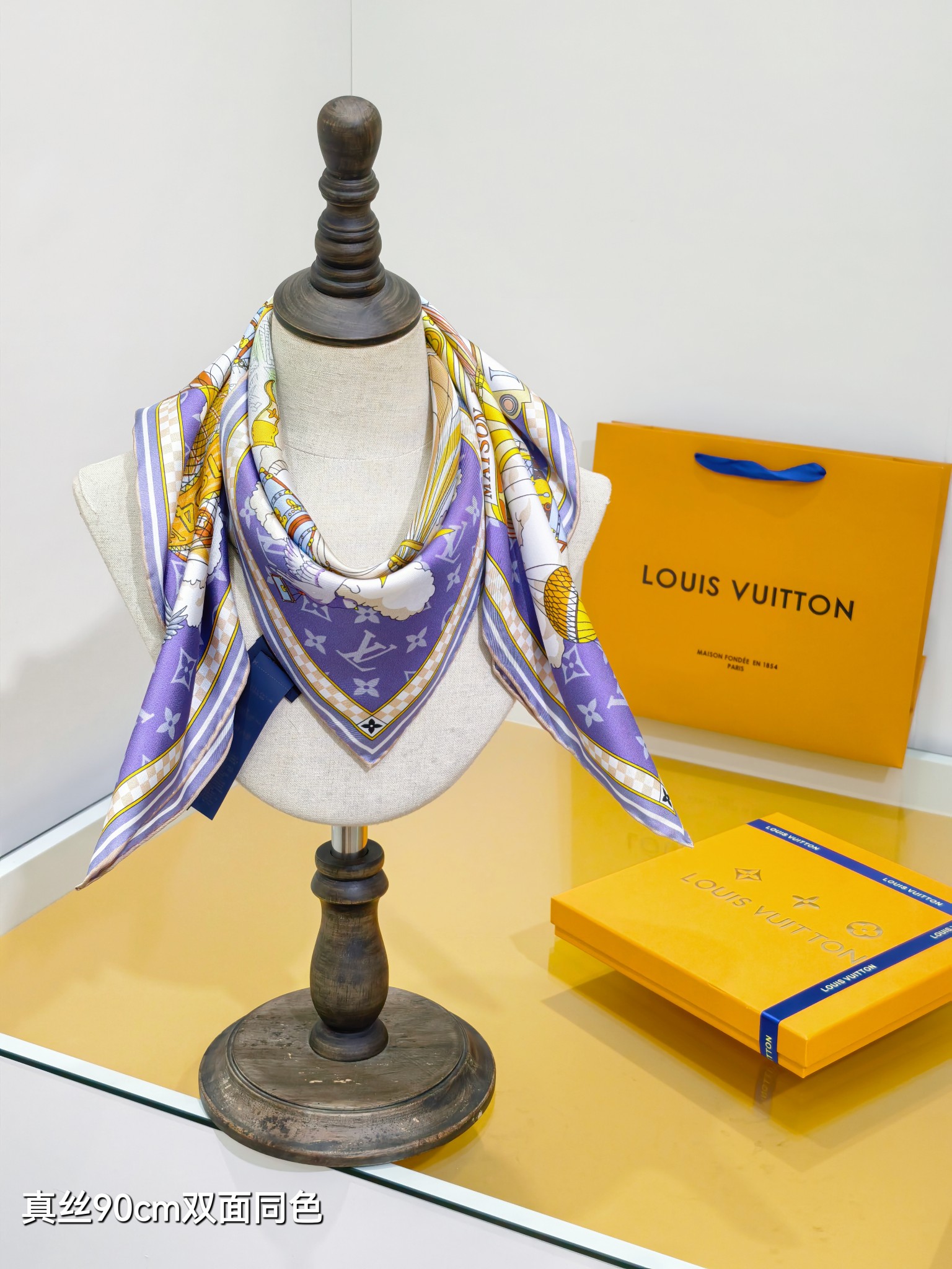 LOUIS VUITTON ルイ・ヴィトン シルクスカーフ 90cm 両面同色 多色展開 - 画像 9