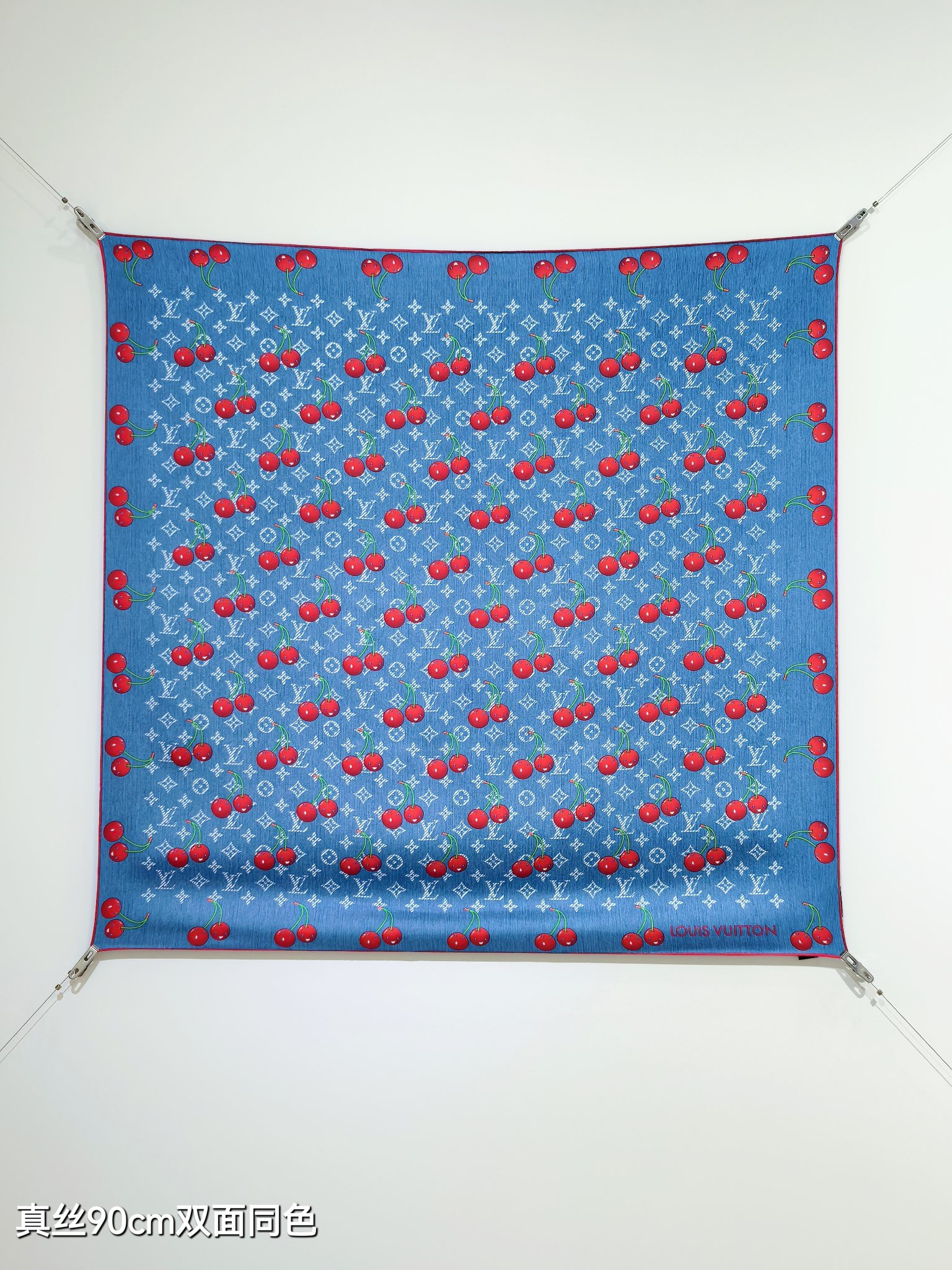 LOUIS VUITTON ルイヴィトン シルクスカーフ チェリー柄 真絲 90cm 多色展開 - 画像 4