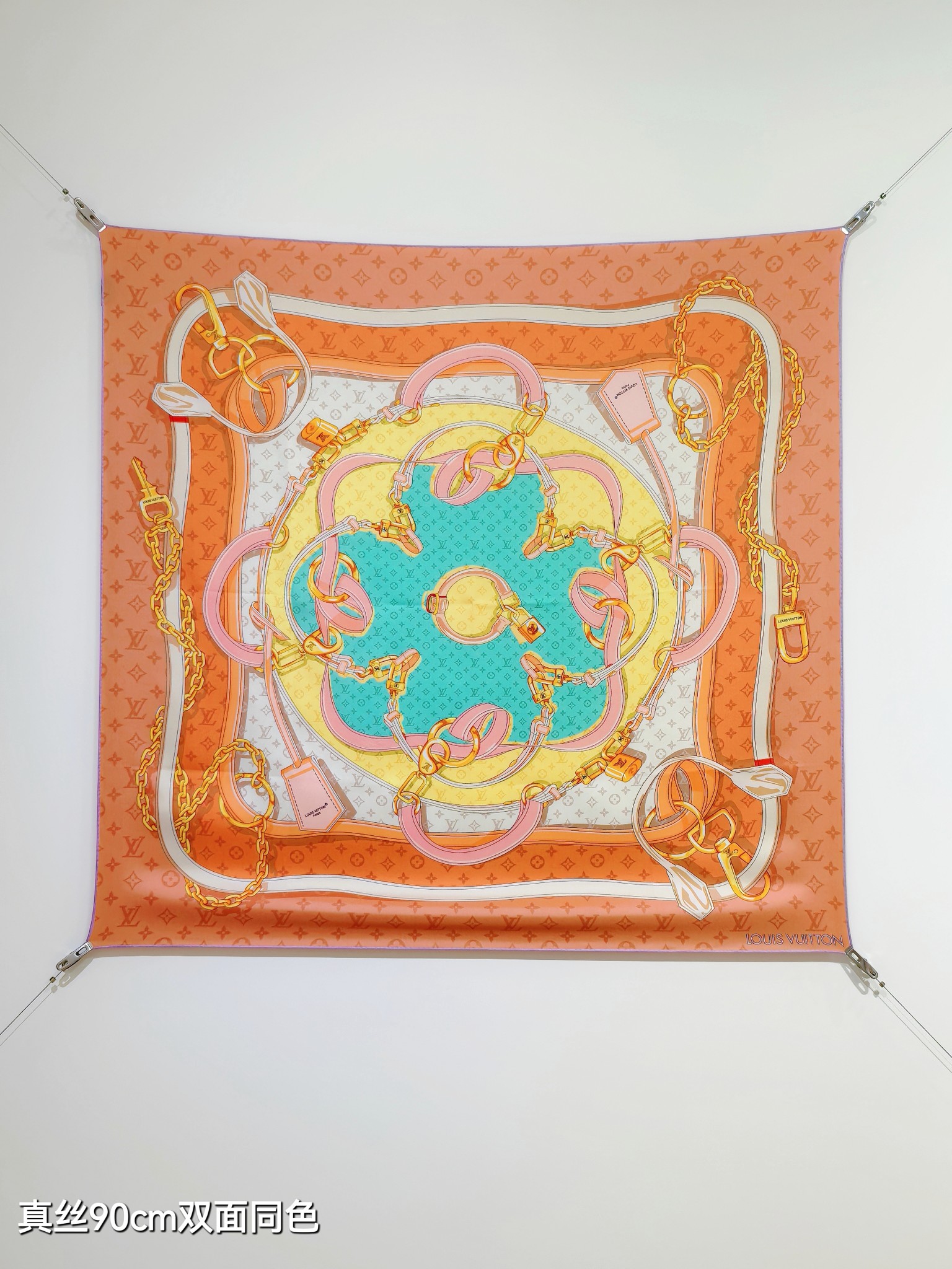 LOUIS VUITTON ルイヴィトン スカーフ 真丝90cm チェーン柄 多色展開 - 画像 4