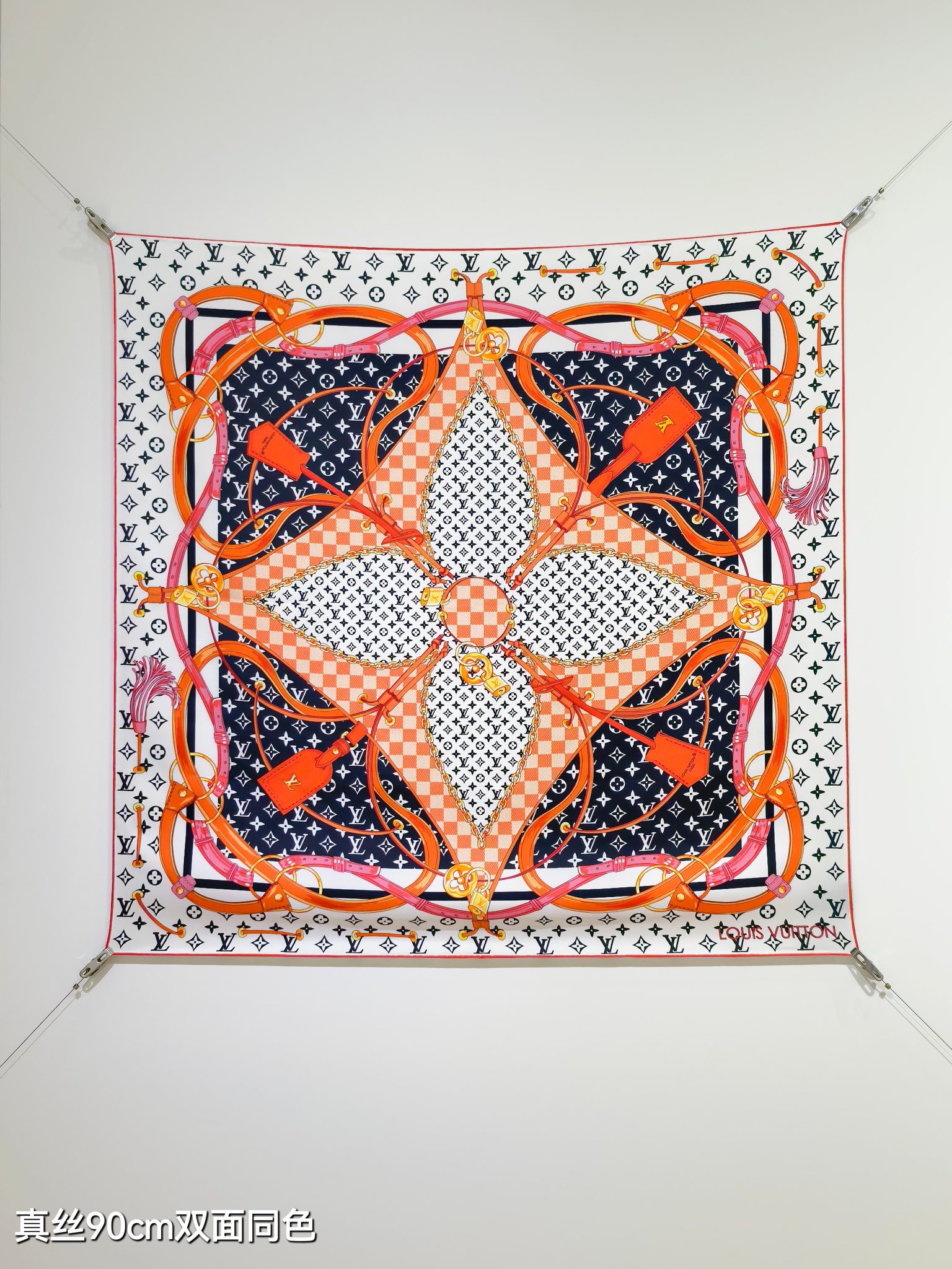 LOUIS VUITTON ルイヴィトン スカーフ 真丝90cm チェーン柄 多色展開 - 画像 7