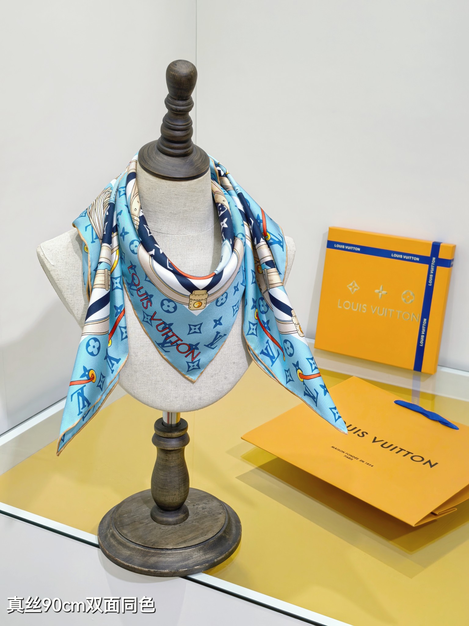 LOUIS VUITTON ルイヴィトン スカーフ 真絲90cm双面同色 多色展開 - 画像 3
