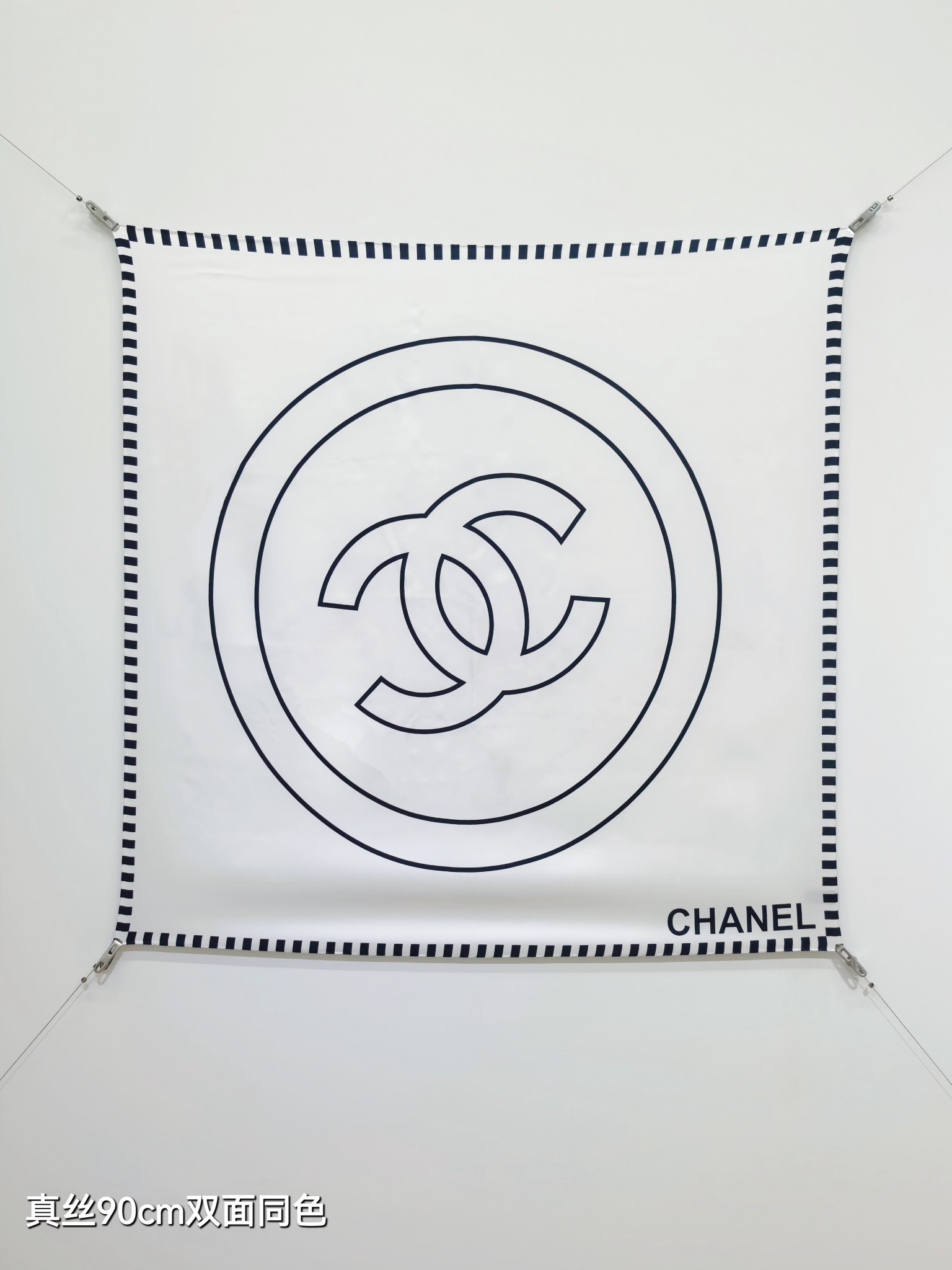 CHANELシャネルシルクスカーフ90cm両面同色通勤全2色 - 画像 2