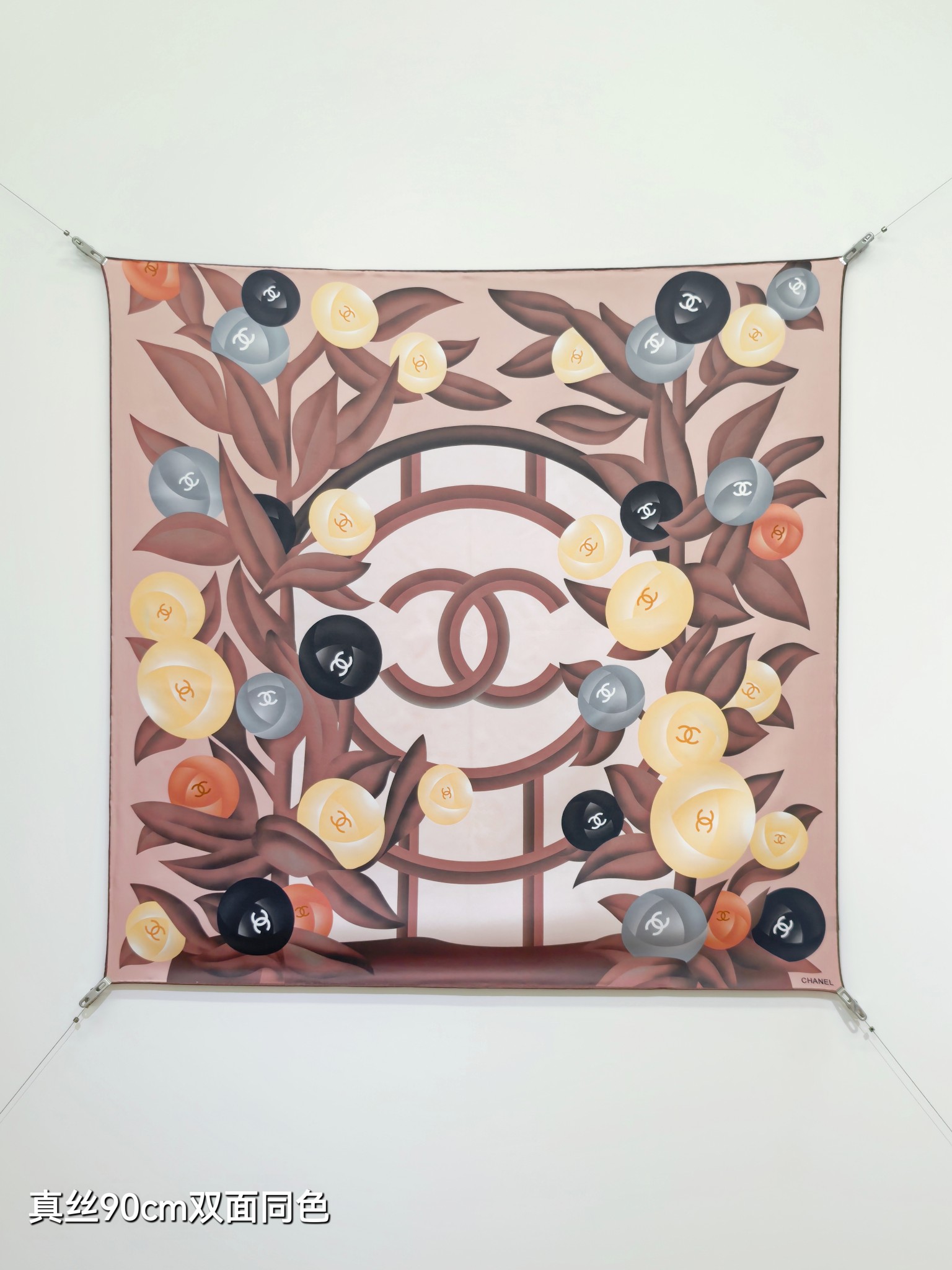 CHANEL シャネル スカーフ シルク 90cm 双面同色 5枚セット 全5色 - 画像 4