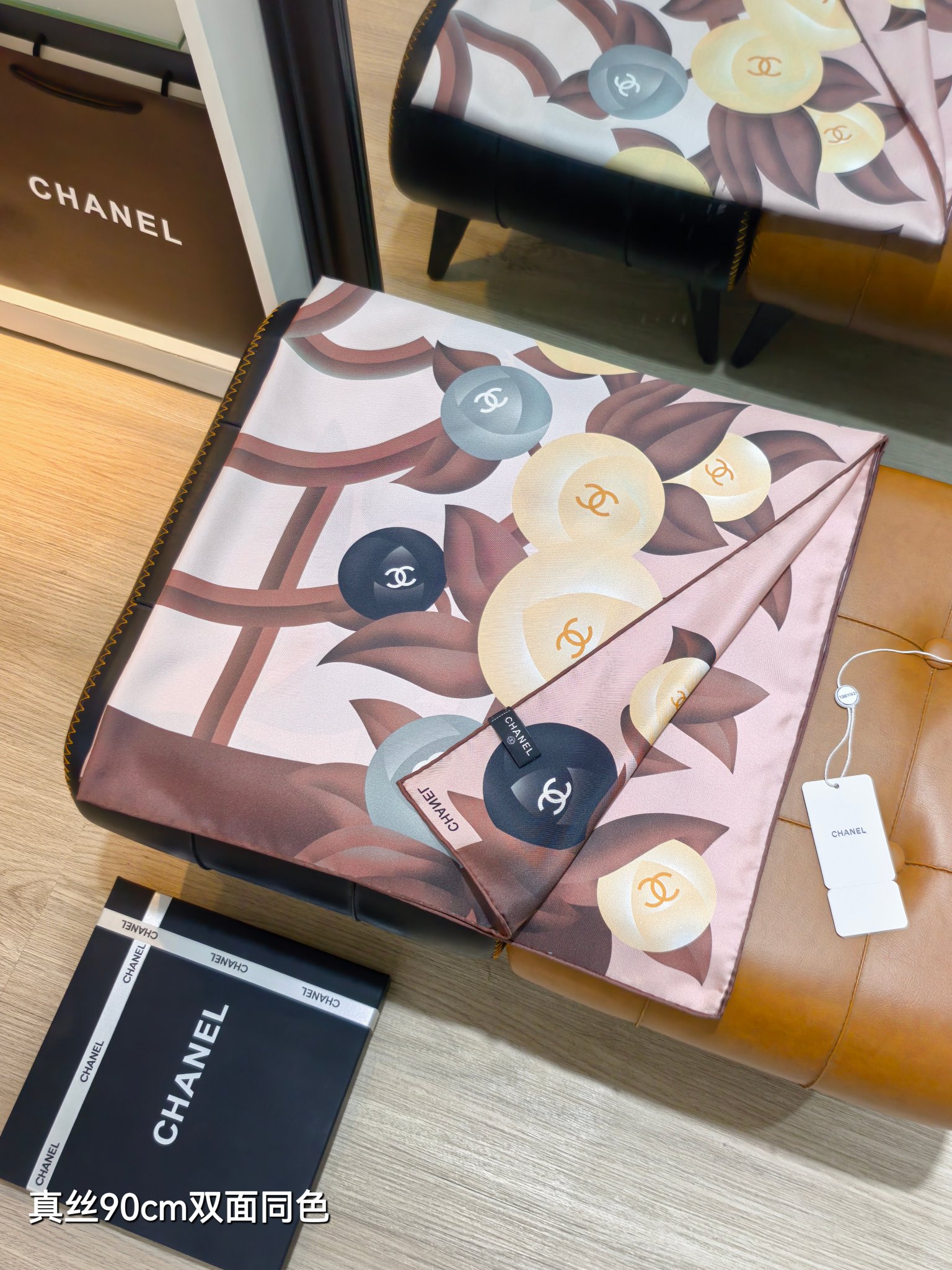 CHANEL シャネル スカーフ シルク 90cm 双面同色 5枚セット 全5色 - 画像 5
