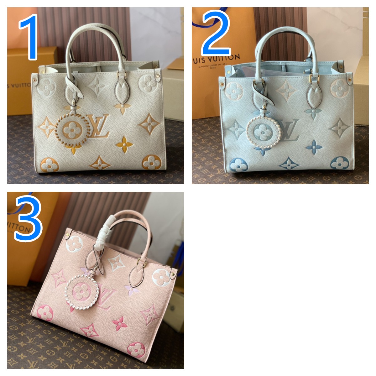 ルイヴィトンバッグ　LOUIS VUITTON　お洒落オンザゴー PM　レディーストートバッグ　モノグラム　ハンドバッグ　ショルダーバッグ　3色選択可