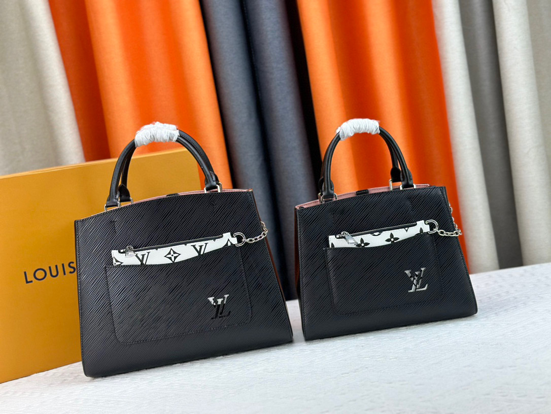 LOUIS VUITTON　Marelle Tote　ルイヴィトン マレル トート  バッグ　モノグラム/ エピ　レディースバッグ　2way　手提げバッグ　ショルダーバッグ　黒