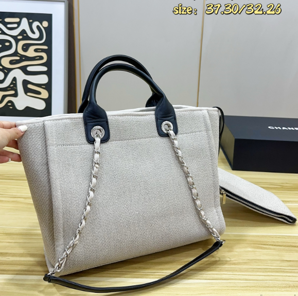 シャネル　CHANEL　ラージ ショッピング バッグ　ドーヴィル　チェンートートバッグ　レディース　大容量！バッグ　2色 - 画像 9