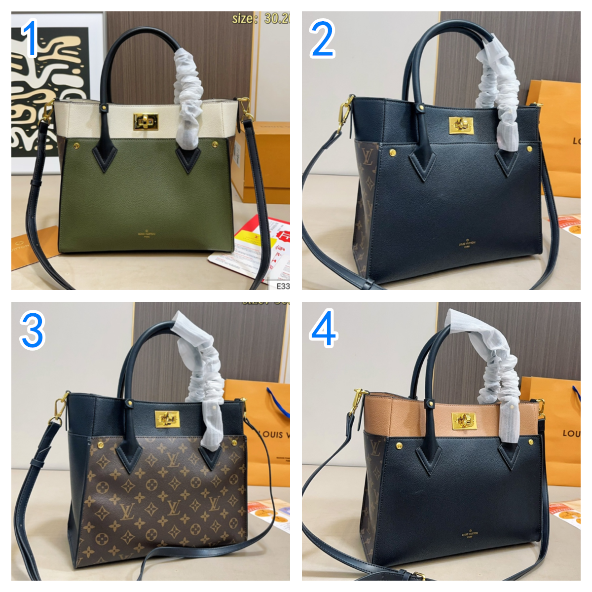 ルイヴィトン ハンドバッグ　レディース　ショルダーバッグ 　ルイヴィトン　LOUIS VUITTON　On My Side　オンマイサイド　4色