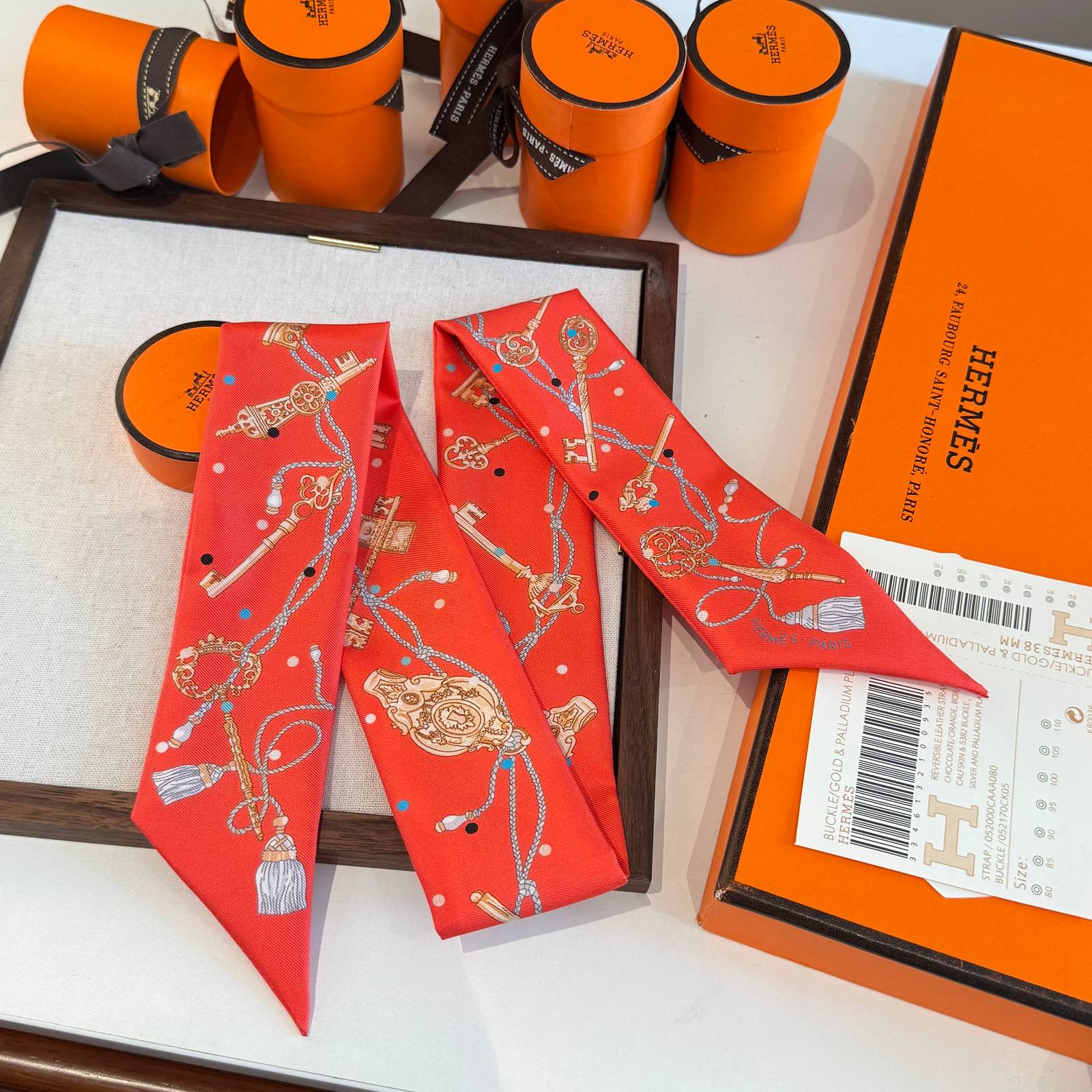 HERMS エルメス バケルスカーフ キー柄 シルク 2色展開 - 画像 3