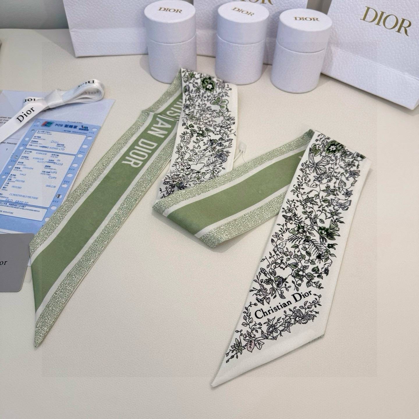 DIOR ディオール ミツァ マフラー パッチワーク柄 白色 ネイビー - 画像 2