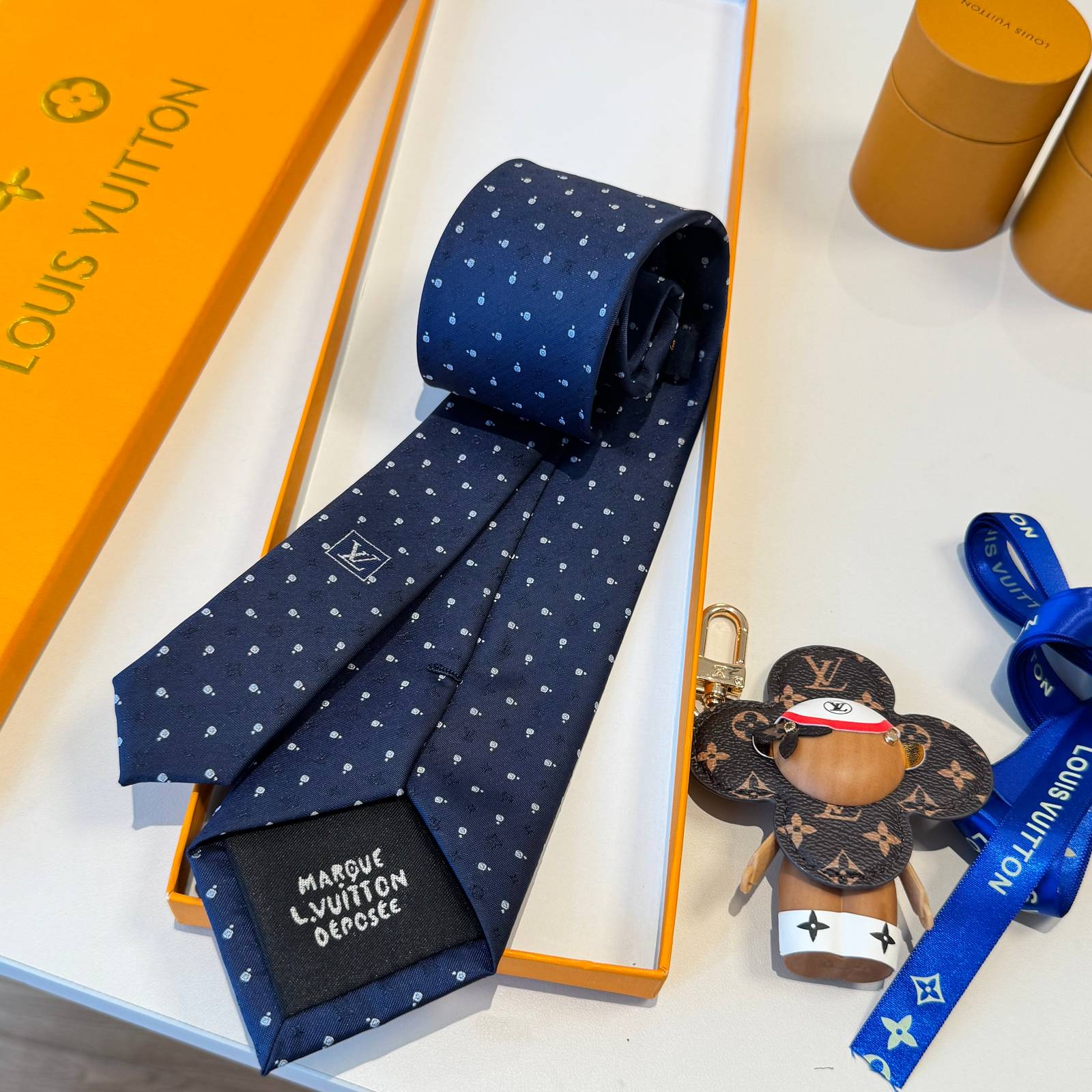 LOUIS VUITTON ルイヴィトン モノグラム柄 ネクタイ ブルー - 画像 12