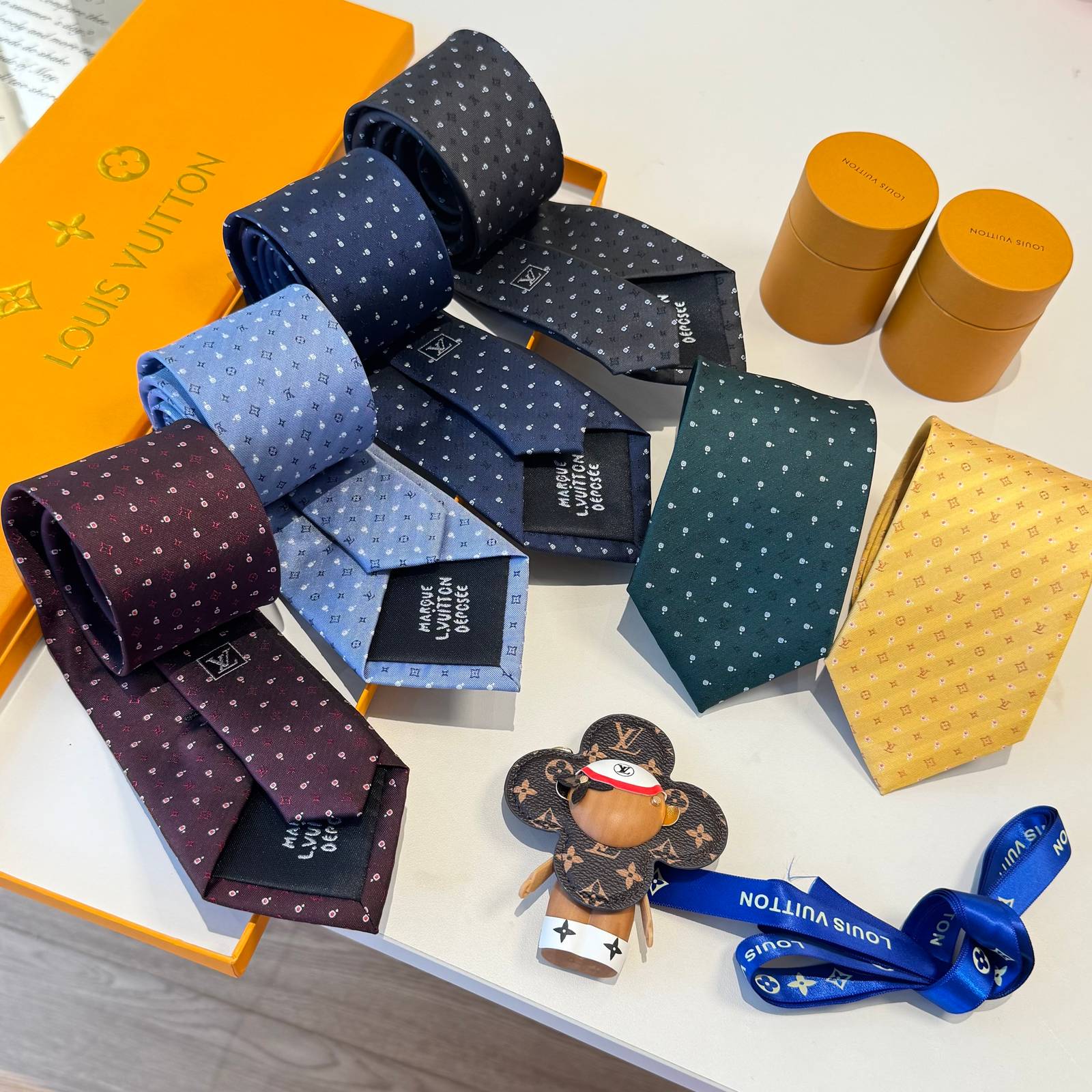 LOUIS VUITTON ルイヴィトン モノグラム柄 ネクタイ ブルー - 画像 15