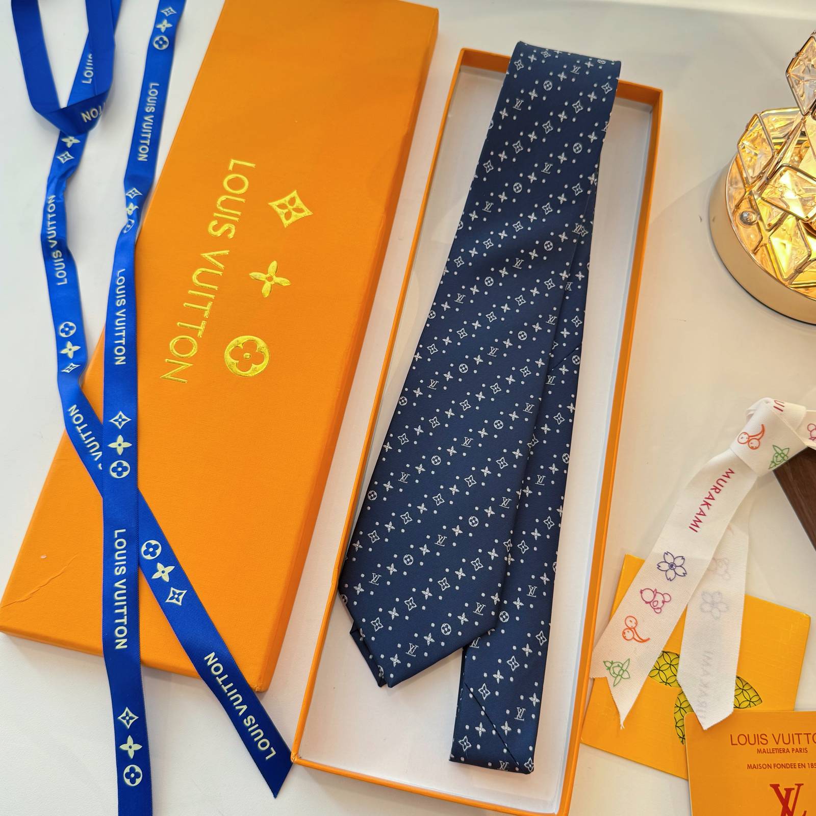 Louis Vuitton ルイヴィトン ネクタイ モノグラム柄 ネイビー - 画像 2