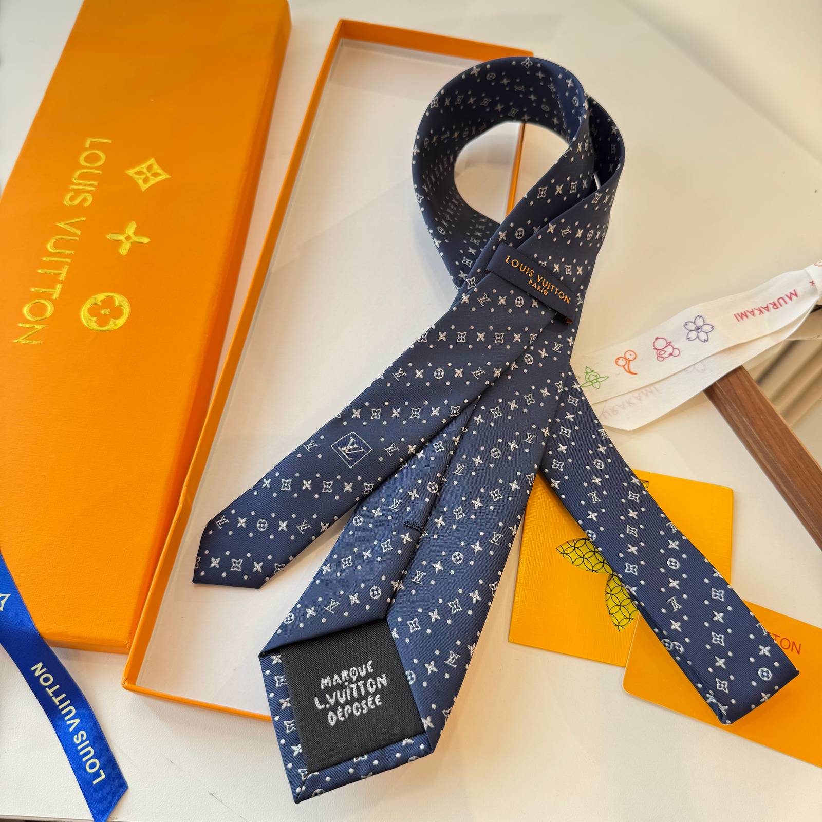 Louis Vuitton ルイヴィトン ネクタイ モノグラム柄 ネイビー - 画像 5