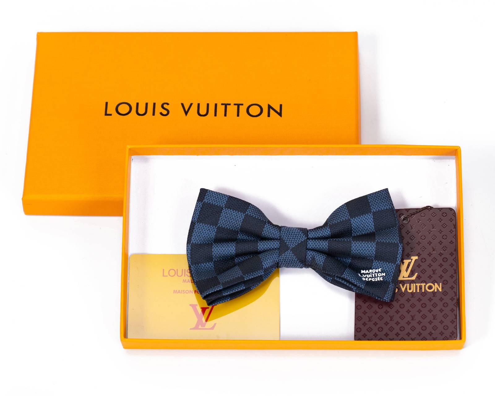 LOUIS VUITTON ルイヴィトン チェック柄 ボウタイ ブラック - 画像 3