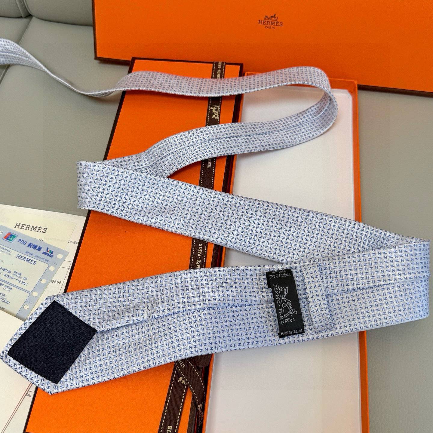 HERMES エルメス ネクタイ Hマーク柄 シルク 濃紺 - 画像 13