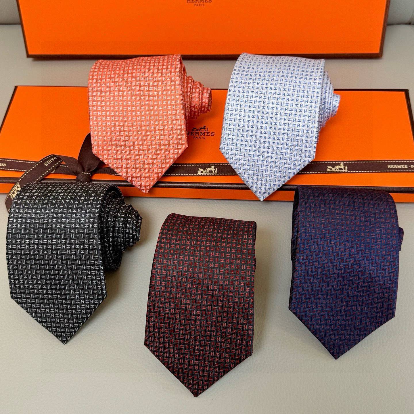 HERMES エルメス ネクタイ Hマーク柄 シルク 濃紺 - 画像 18