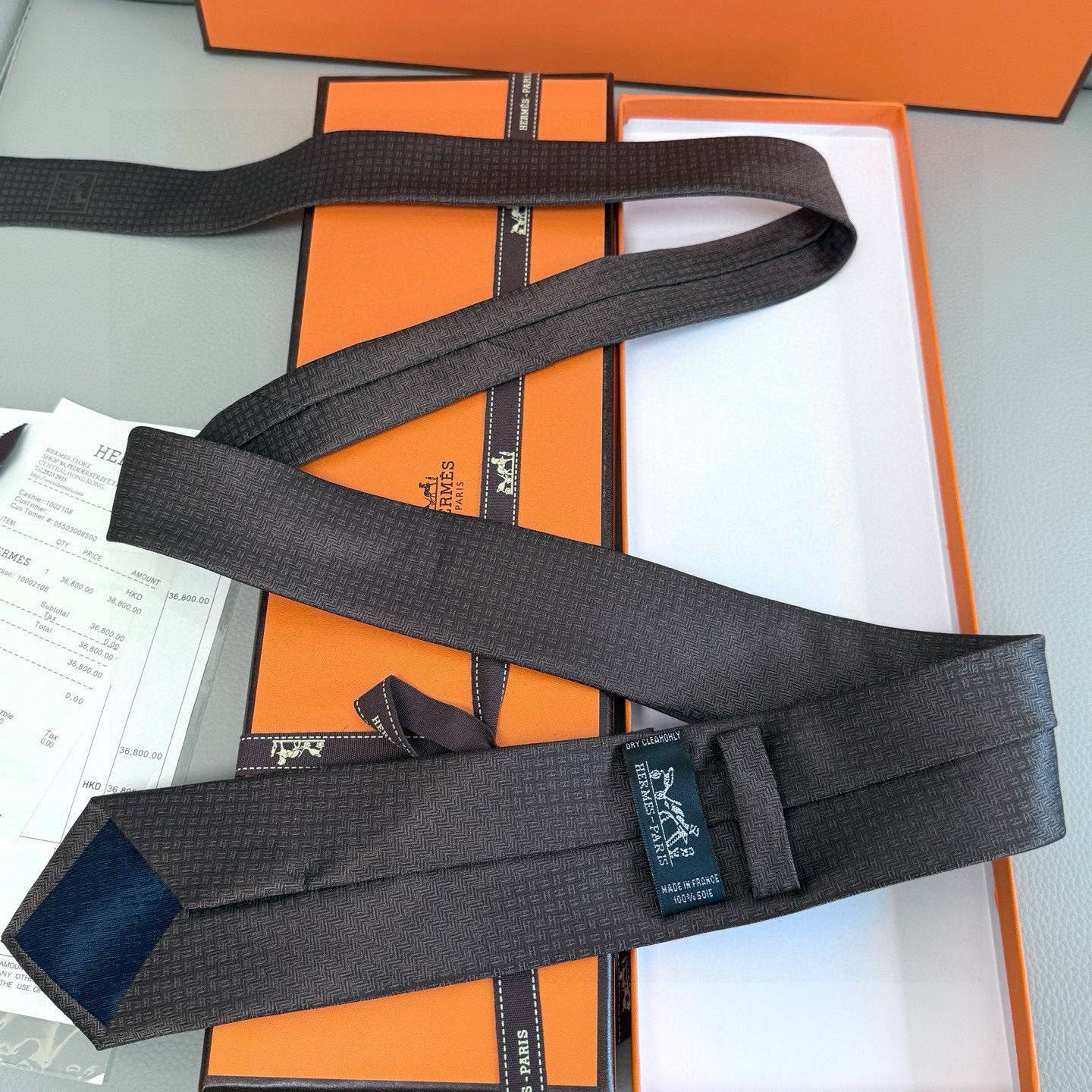 HERMES ネクタイ 100シルク H柄 ネイビー - 画像 16