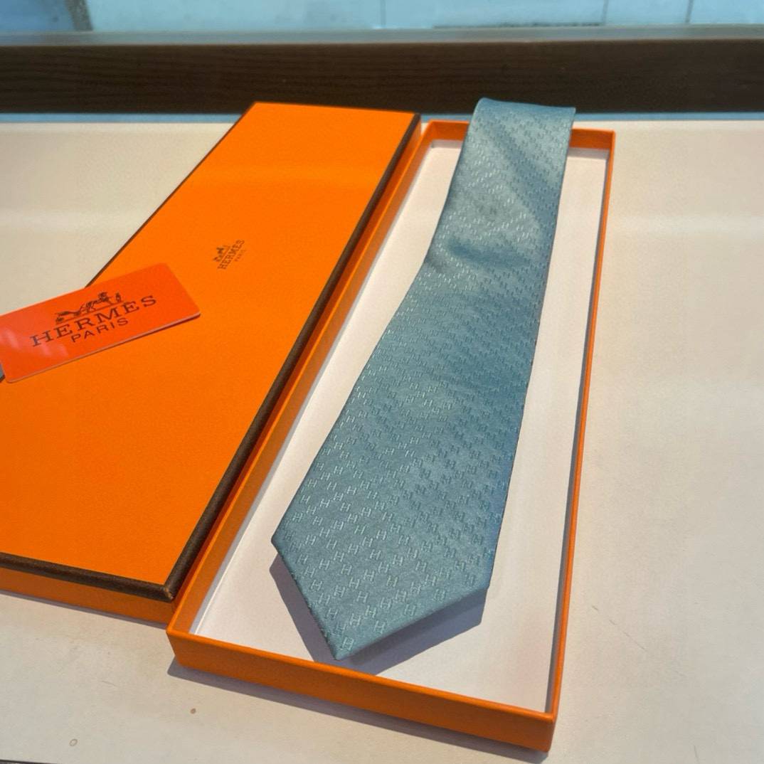 HERMES エルメス ネクタイ H柄 新型 提花 スカイブルー - 画像 2