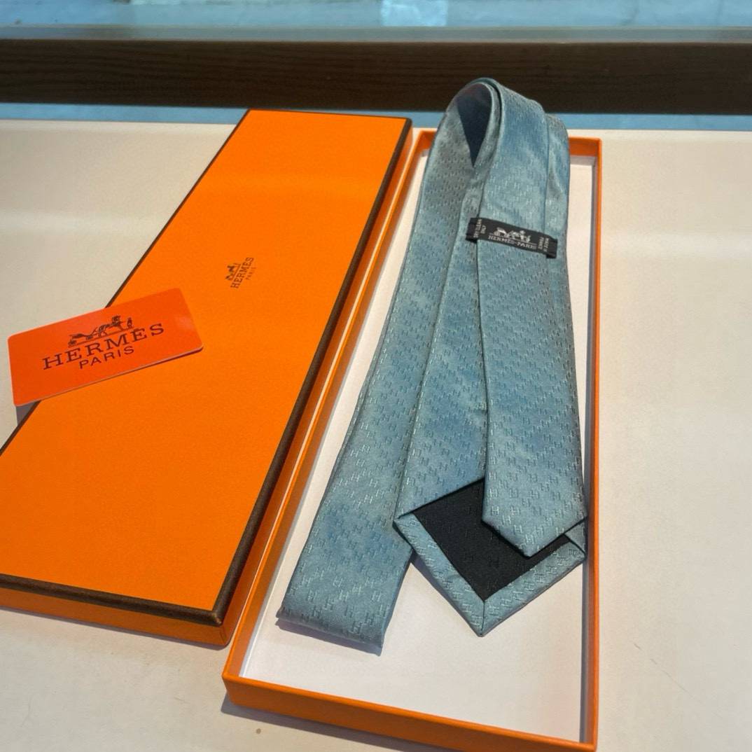 HERMES エルメス ネクタイ H柄 新型 提花 スカイブルー - 画像 3