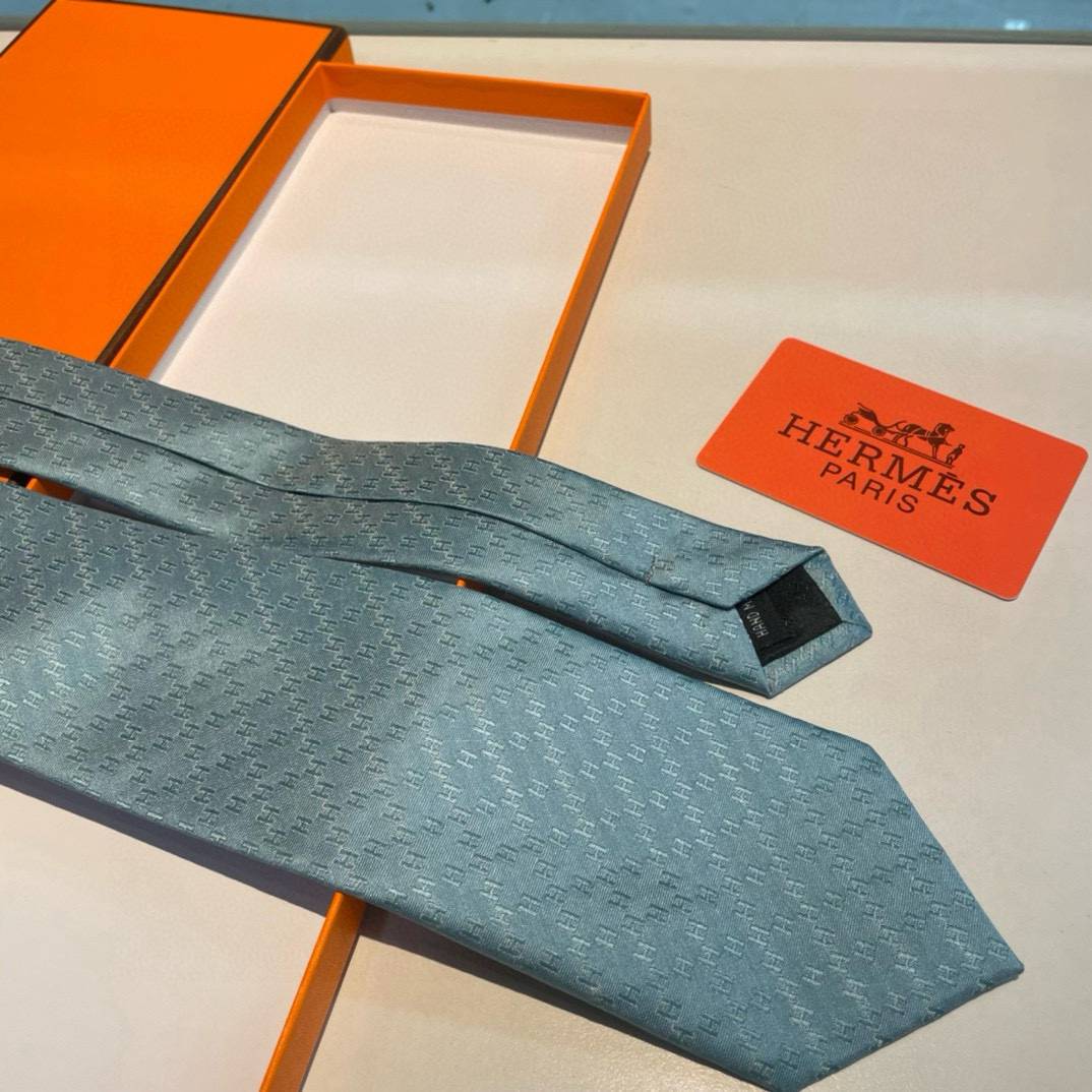 HERMES エルメス ネクタイ H柄 新型 提花 スカイブルー - 画像 4