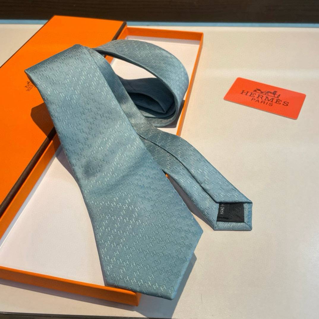 HERMES エルメス ネクタイ H柄 新型 提花 スカイブルー - 画像 5