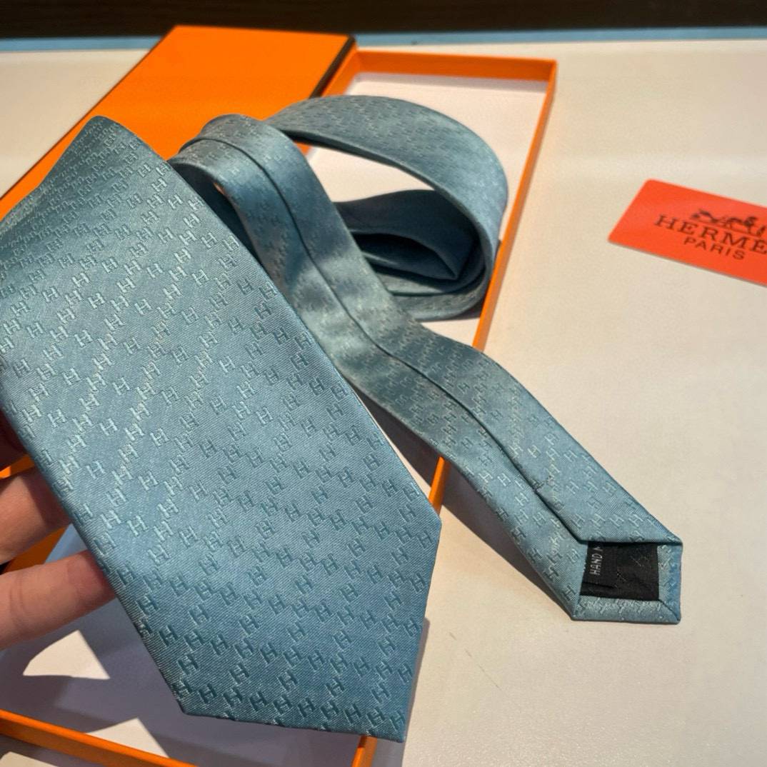 HERMES エルメス ネクタイ H柄 新型 提花 スカイブルー - 画像 6
