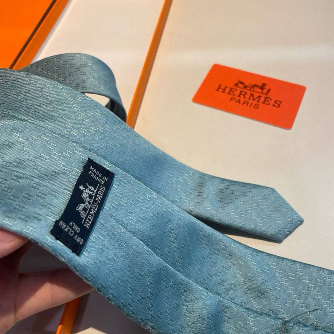 HERMES エルメス ネクタイ H柄 新型 提花 スカイブルー - 画像 7