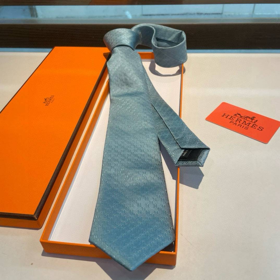 HERMES エルメス ネクタイ H柄 新型 提花 スカイブルー - 画像 9