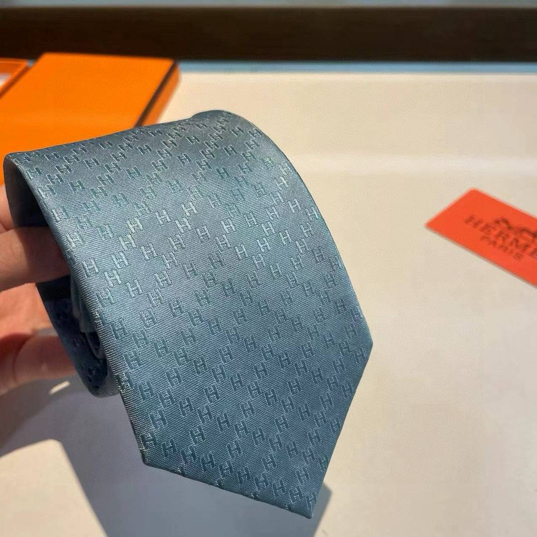 HERMES エルメス ネクタイ H柄 新型 提花 スカイブルー - 画像 10