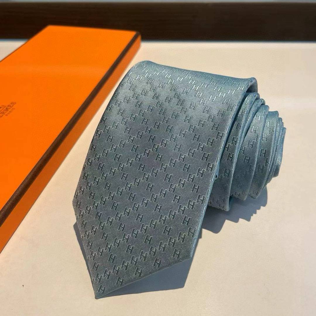 HERMES エルメス ネクタイ H柄 新型 提花 スカイブルー - 画像 11